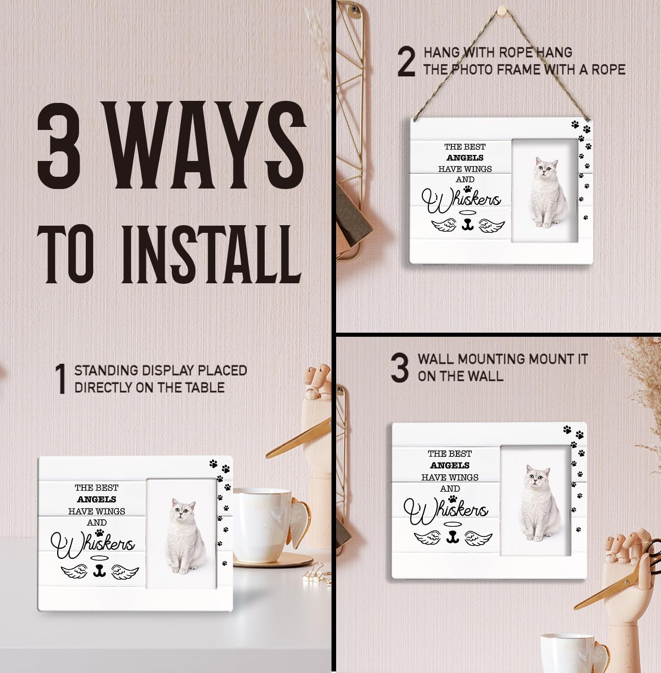 Memorial Gifts for Loss of Cat Sympathy Gift Pet Memorial Picture Frames Fits 4 X 6 Inch Photo Pet Loss Gifts for Pet Owner Photo Frame