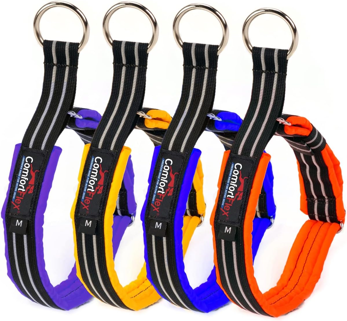 ComfortFlex Martingale Dog Collar - 1.5" Wide, Reflective, Adjustable, Fully Padded Nylon, Gentle Control, Escape-Proof, Limited Slip Design, Made in The USA, XLarge, Saffron Yellow