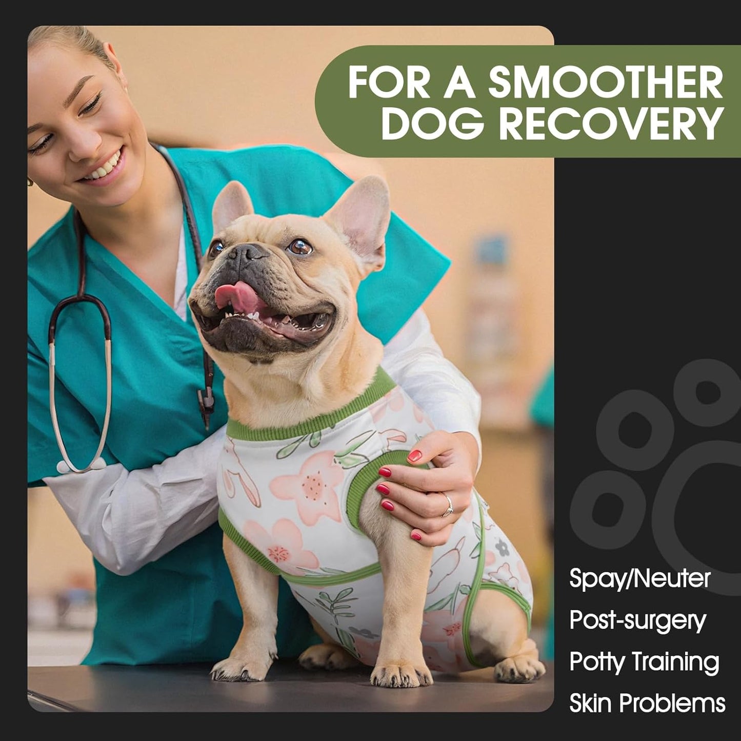 FUAMEY Dog Recovery Suit Male,Dogs Surgery Neuter Suits Puppy Spay Shirts for Female Protect Dog's Skin Anti Licking Abdominal Wounds Doggie Onesie Pet Bodysuit Alternative to Cone Rabbit Flower XS