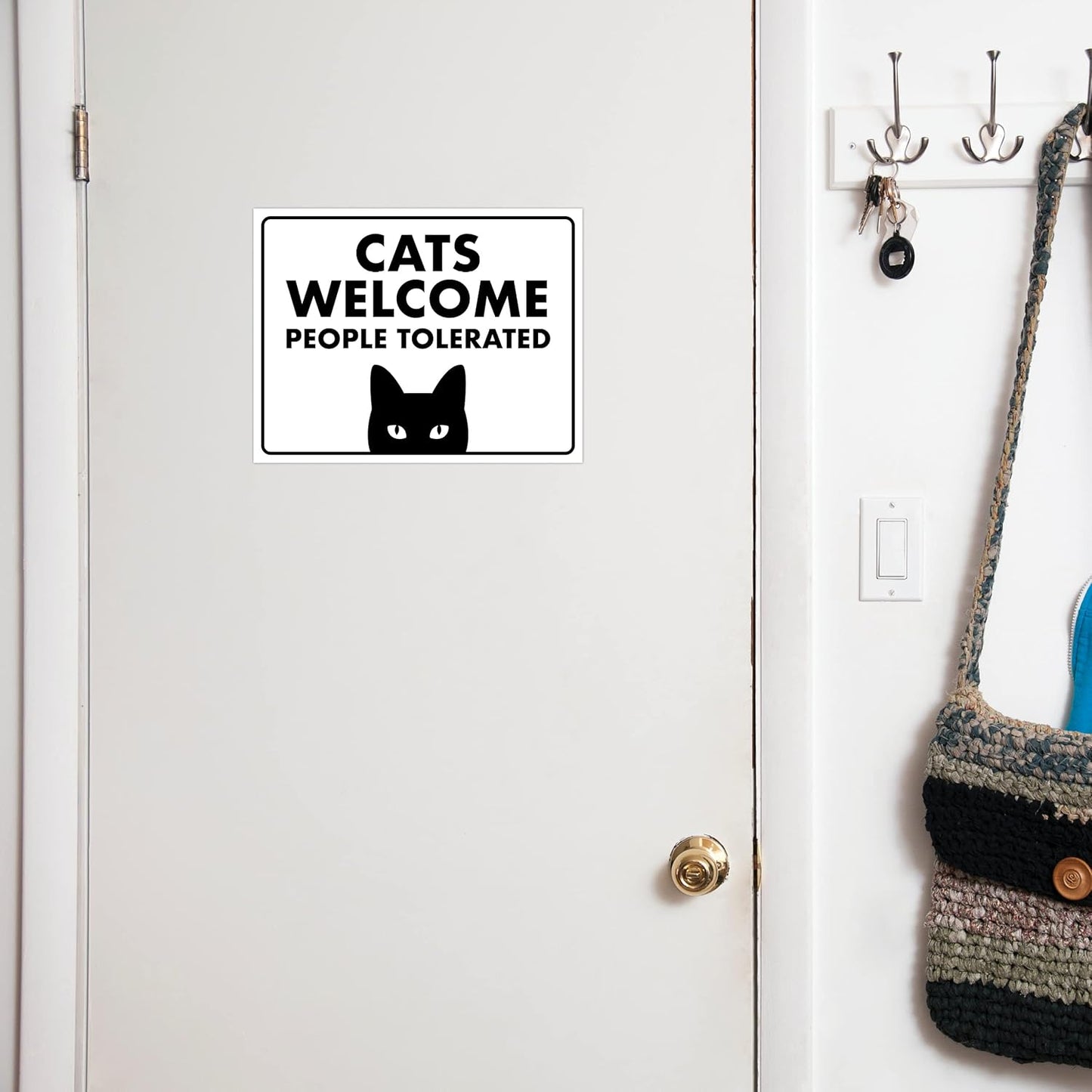Cats Welcome, People Tolerated - Funny Cat Sign, Laminated - 8.5" x 11" - Cat Signs for Home Decor, Gift for Cat Lovers, Cat Lady Sign - ENVISIONED Signage