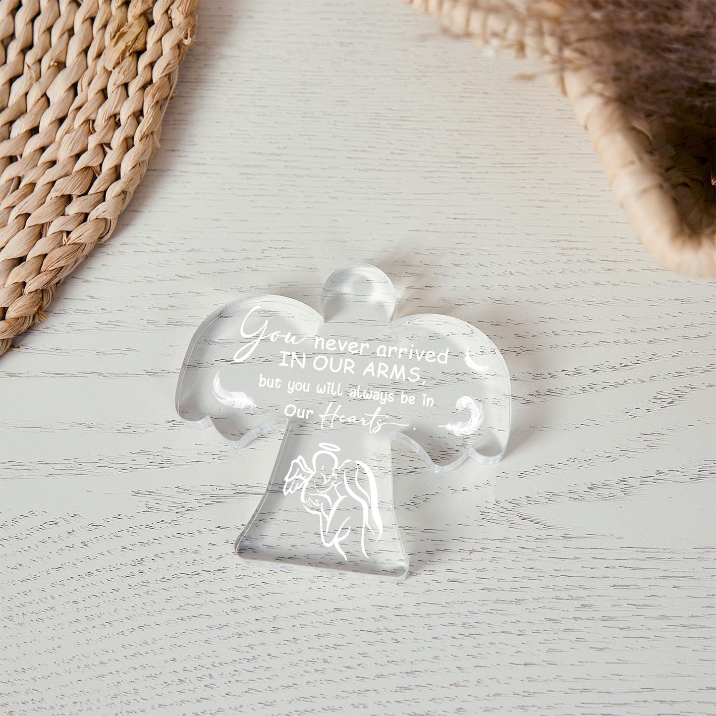 Angel Acrylic Desk Sign - Miscarriage Remembrance Gift for Mothers, Grieving Condolence Gift for Loss of Baby, Memorial Sorry for Loss Loving Infant