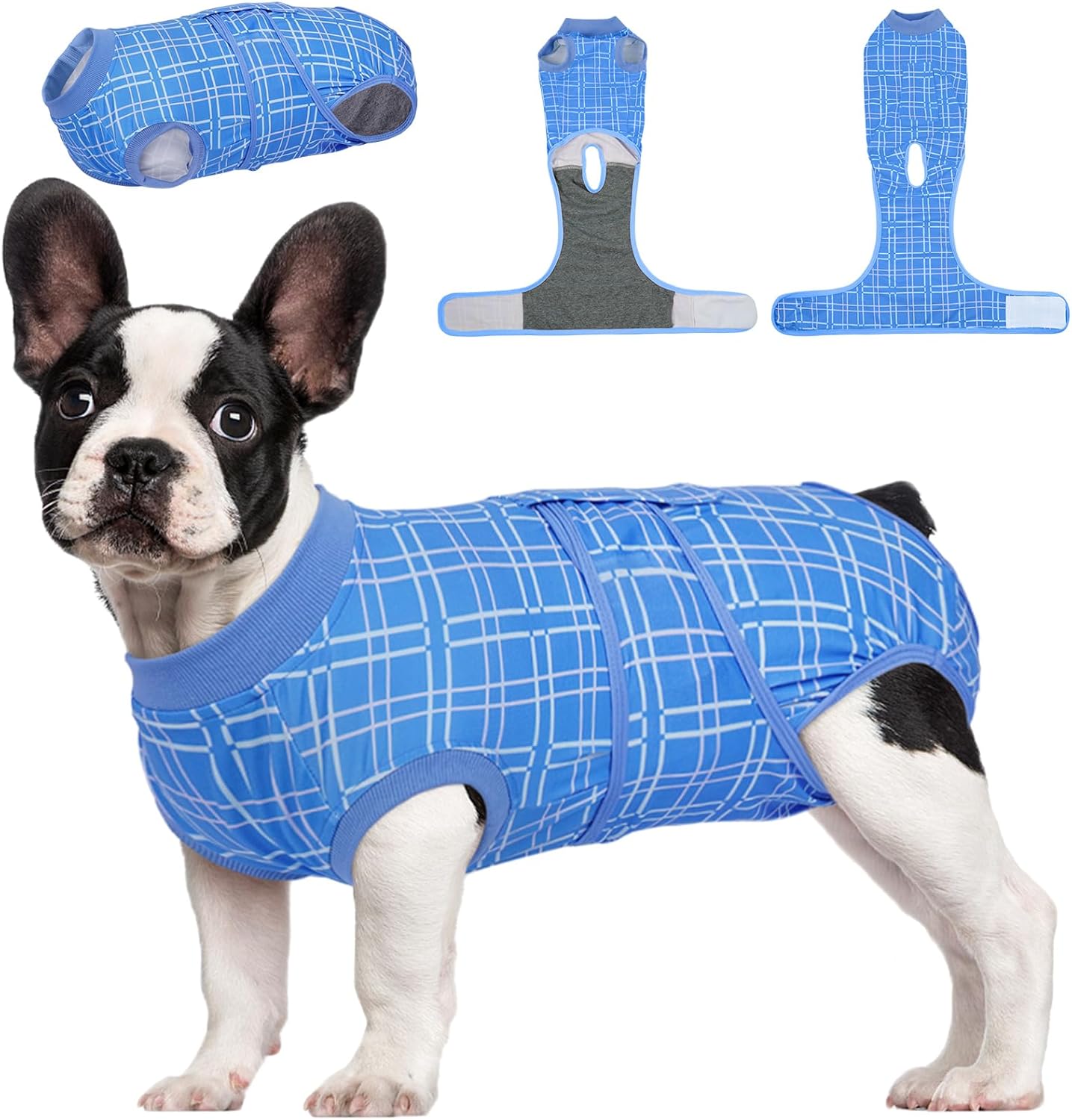 Kuoser Dog Recovery Suit for Female Male Dogs, Post-Surgery Bodysuit for Spay Neuter, Dog Onesie After Surgery, Anti-Licking Pet Surgical Recovery Suit, Blue XS