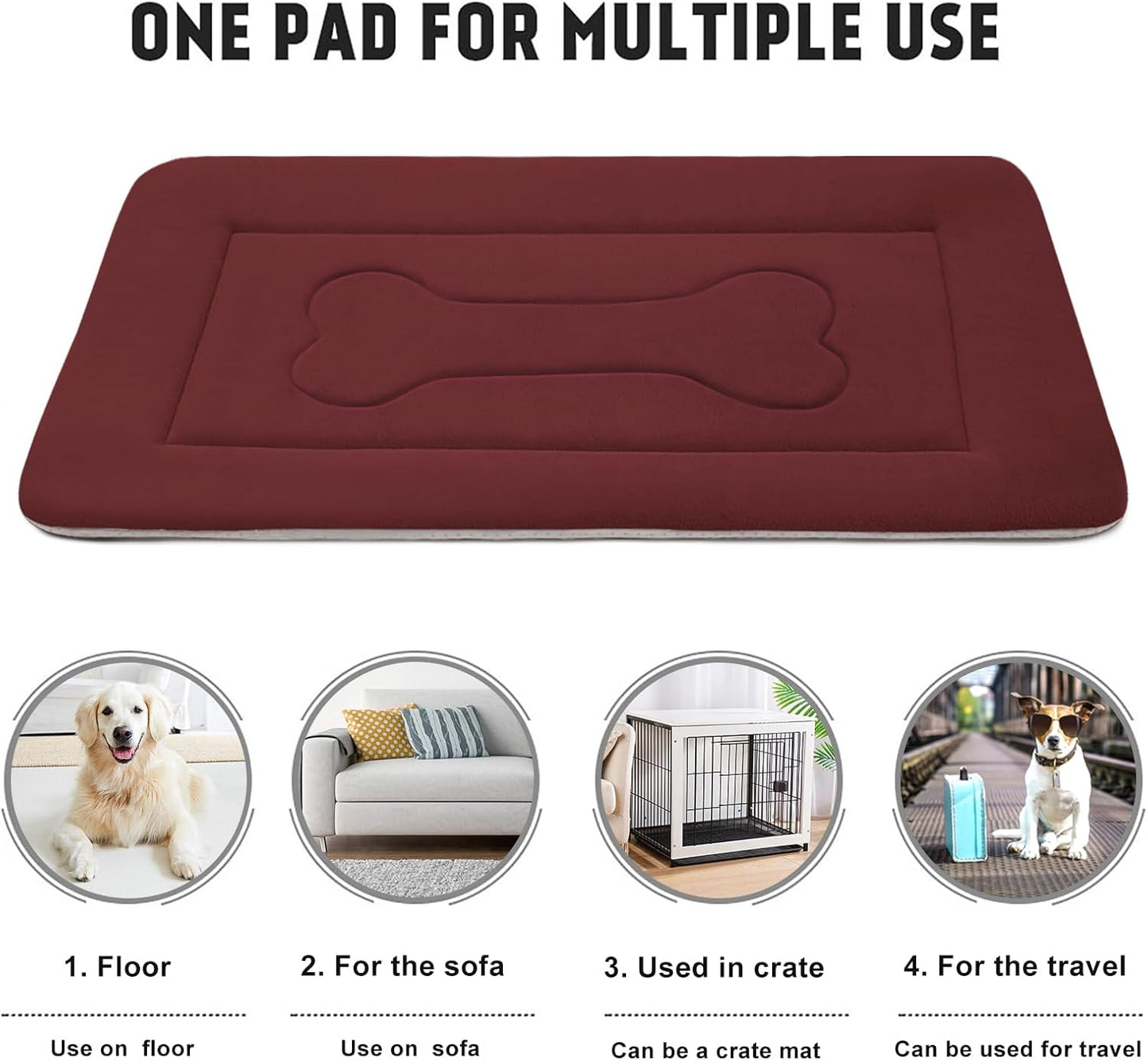 JoicyCo Medium Dog Bed Crate Mat 36 in Non-Slip Washable Soft Mattress Kennel Pads