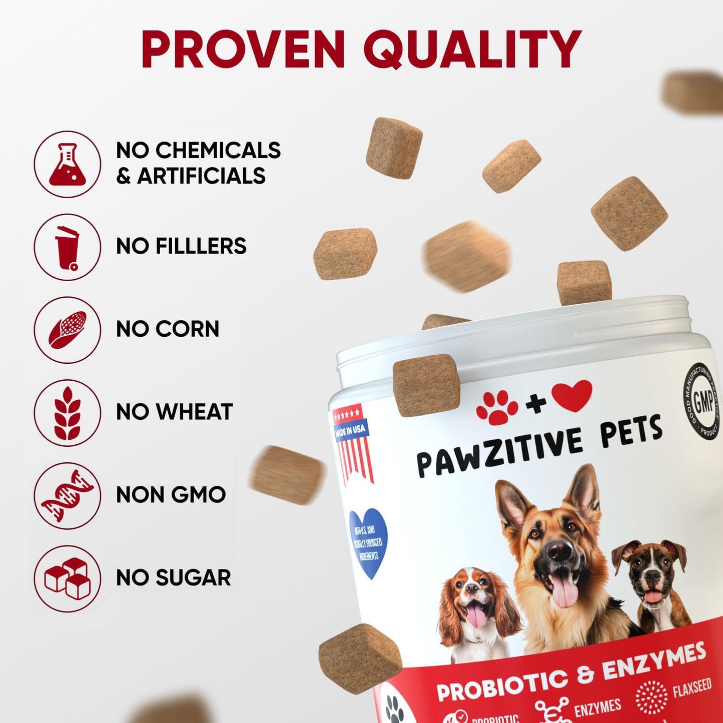 Chewable Probiotics for Dogs - Immune Support - Digestive Health - Probiotic Chews for Gut Health, Itchy Skin, Diarrhea - USA Product, Enzymes - Dog Digestive Support & Allergy Relief Chews