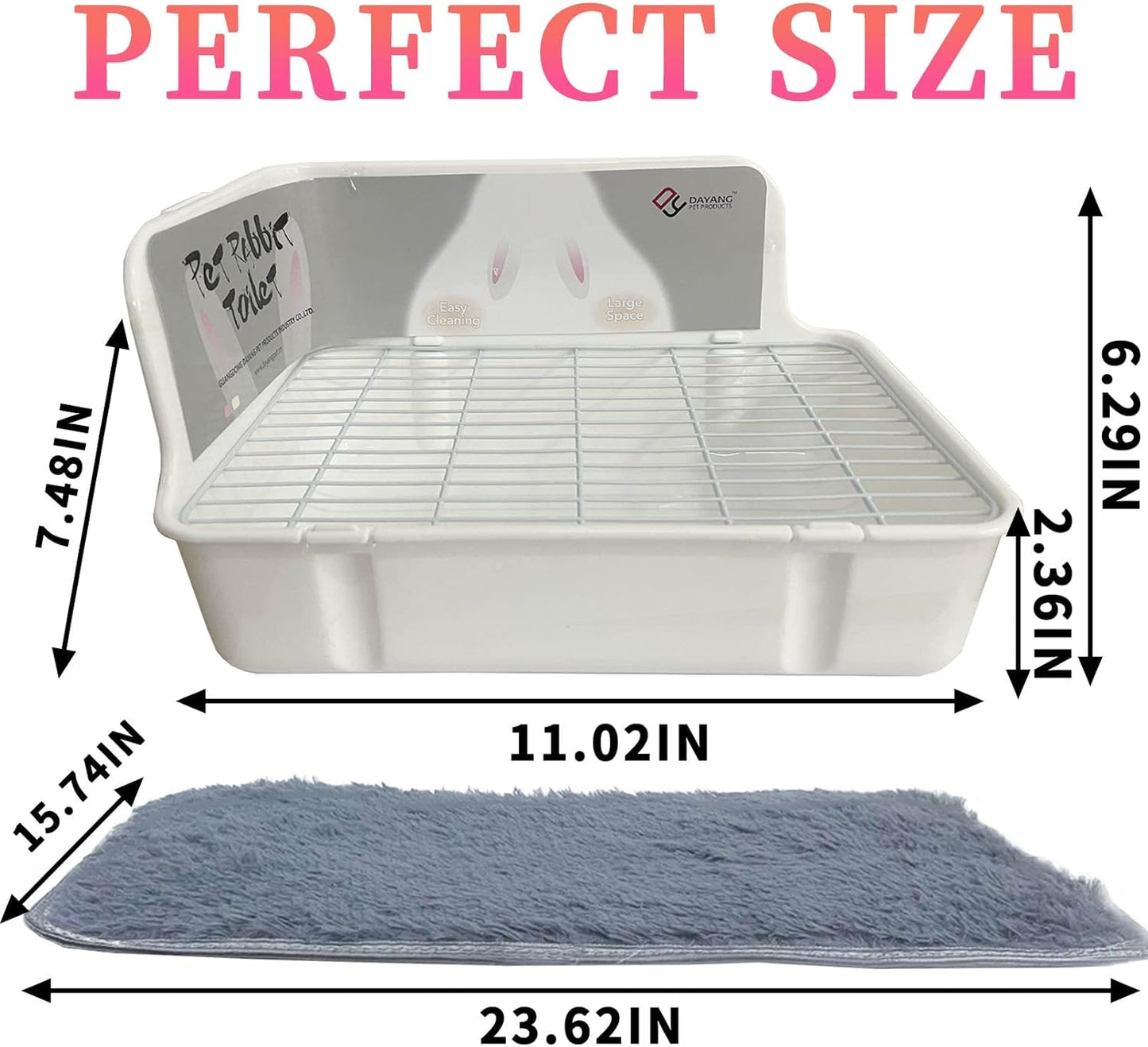 Rabbit Litter Box for Cage Corner Bunny Toilet Small Animal Potty Training with Dustpan Broom Chew Toys for Chinchilla Ferret Hedgehog Gerbil (10 Pcs)