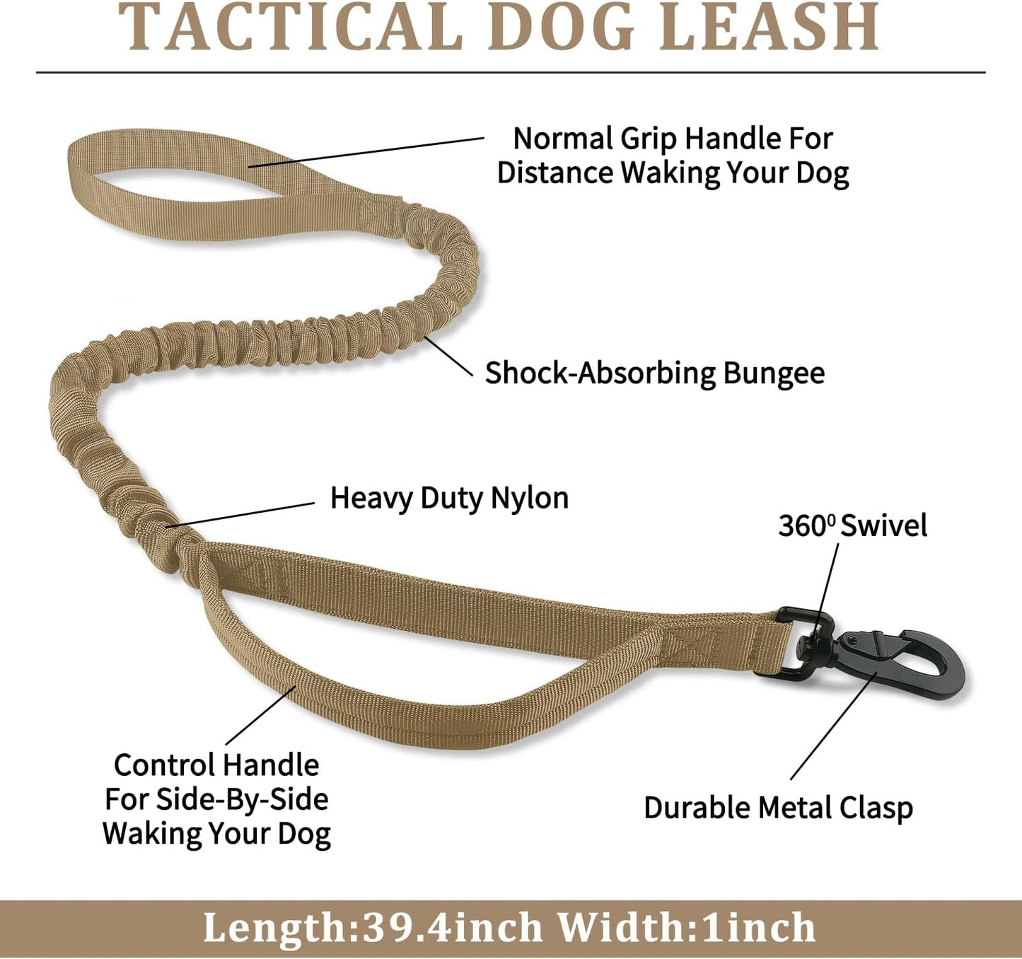 COOYOO Dog Collar,3 Piece Set Tactical Dog Collars, Adjustable Military Training Nylon Dog Collar with Control Handle and Heavy Metal Buckle for Medium and Large Dogs