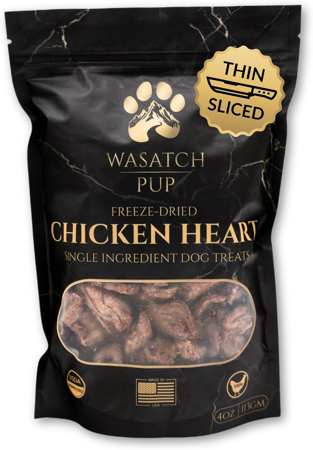 Freeze Dried Chicken Hearts Dog Treats | 100% All Natural Real Chicken Heart Treats for Dogs | Promotes Good Immune System & Overall Health | USDA Approved and Made in The USA - 4 Oz