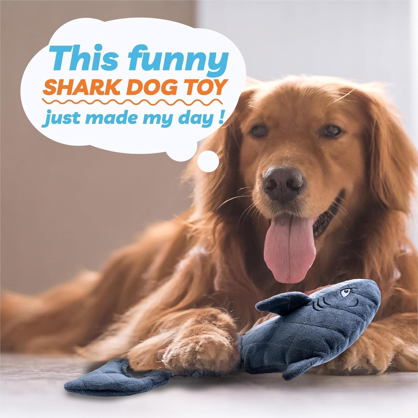 LEGEND SANDY Dog Toys for Large Dogs, Dog Chew Toys to Keep Them Busy, Interactive Squeaky Pet Toys, Tug of War, Crinkle Grey Shark