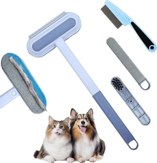 Multifunctional Pet Hair Removal Tool for Sofas,Carpets,Car Seats,Clothes,4 in 1 Reusable Pet Hair Remover Brush Combines Hair Removal Brush, Window Scraper, Crevice Tool