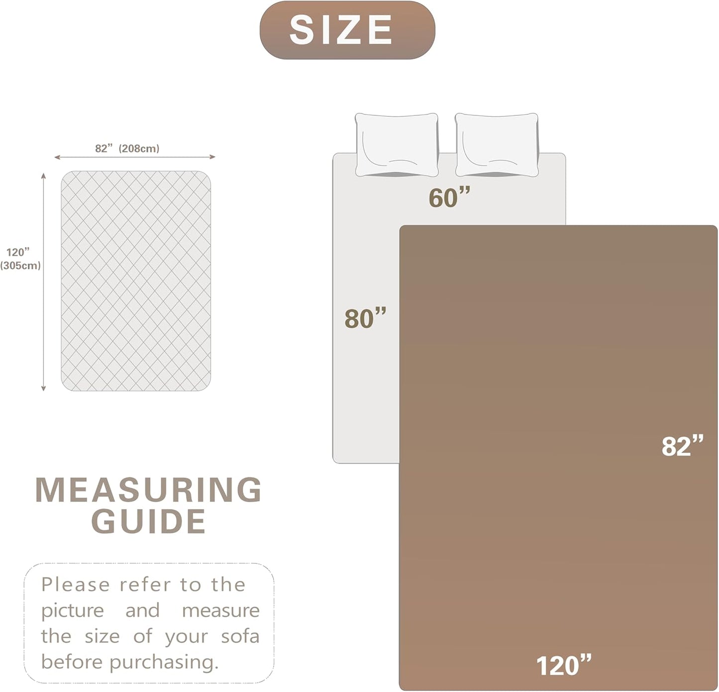 Dogs/Cats Bed Mats, Dog Pad Washable Removable Couch Cover with Anti-Slip Back, Plush Long Fur Mat, Perfect for Small, Medium and Large Dogs.(Brown, 82"x120")