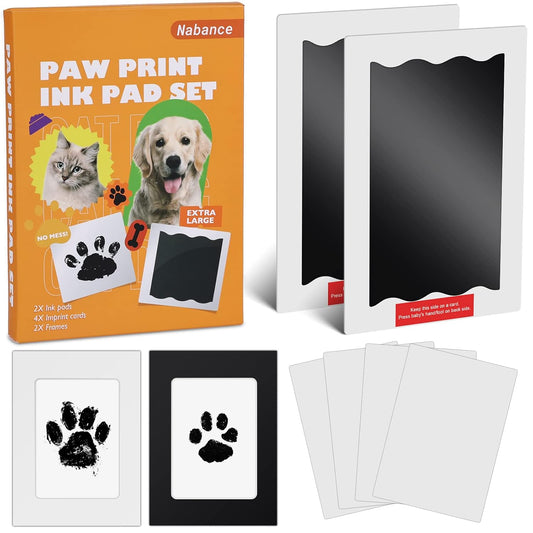 Nabance Paw Print Kit, Dog Nose Print Kit, No Mess Paw Print Stamp Pad for Dogs & Cats, 8Pcs Pet Paw Print Impression Kit with Photo Frames, Clean Touch Ink Pads, Nose Print Stamp Pad for Dogs