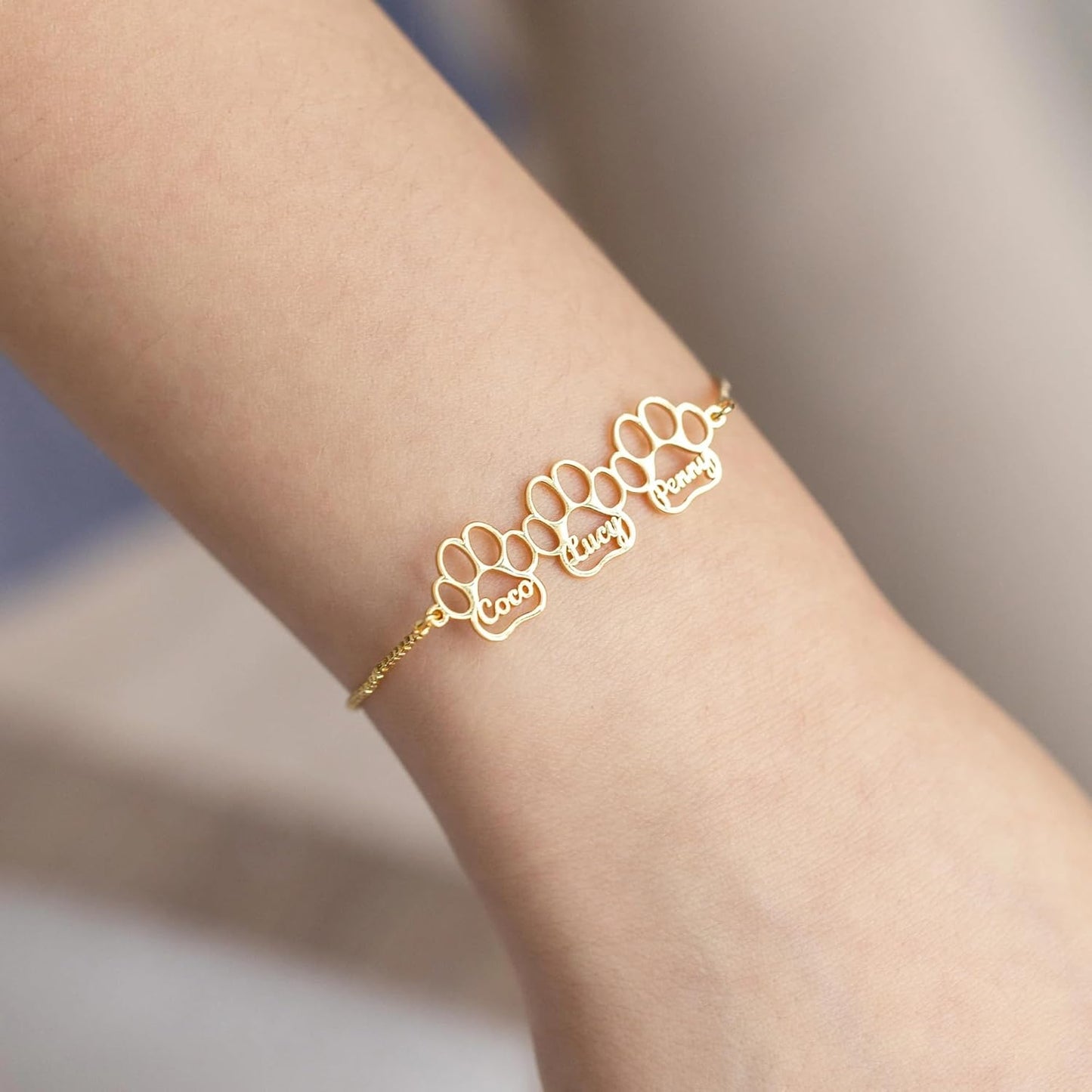 Personalized Pet Name Bracelet Dog/Cat Paw Bracelet Animal Friendly Jewelry Custom Pet Lover Gift Photo Projection Bracelet for Women Mom