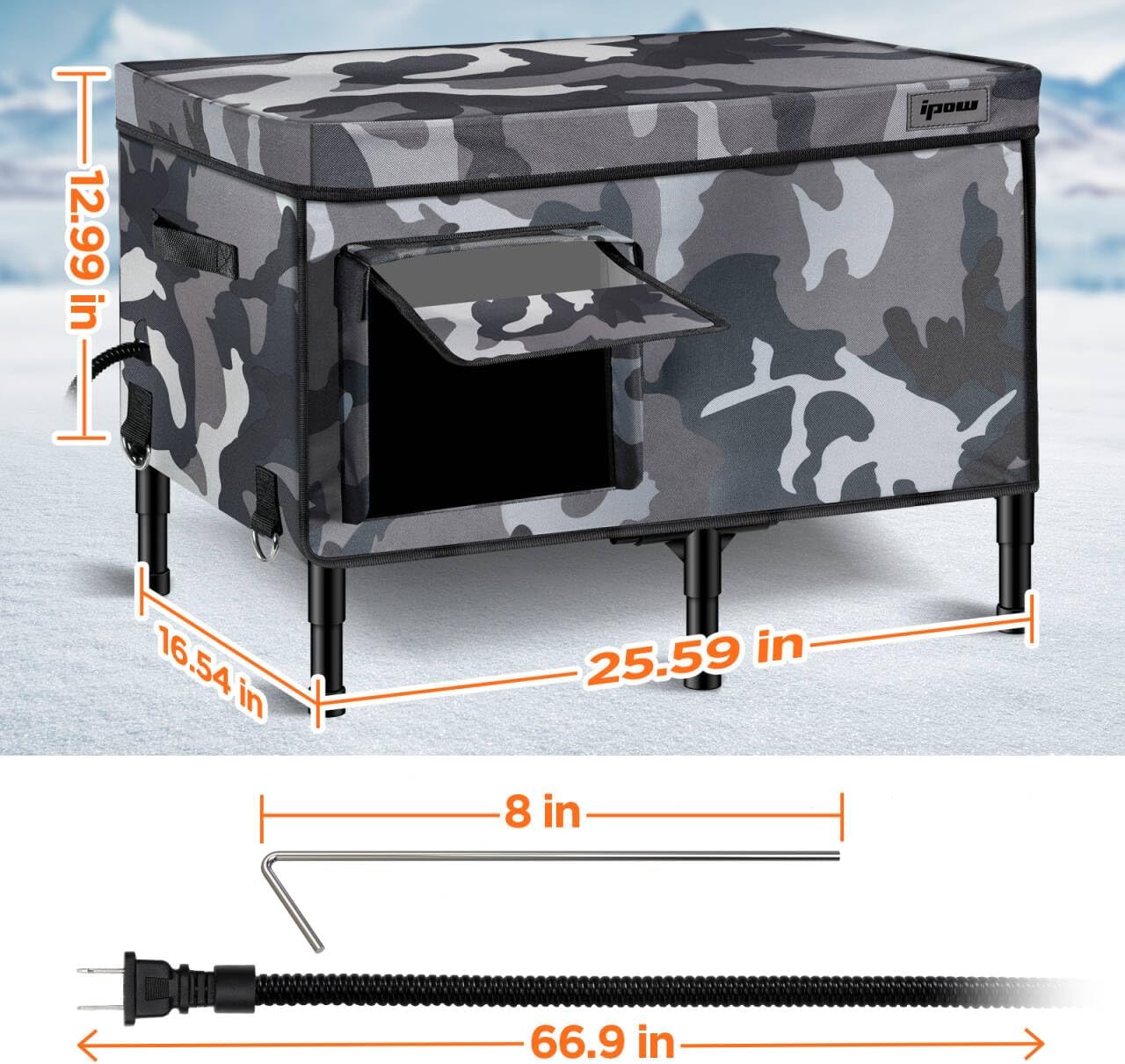 IPOW Extra Large Heated Cat House for Outside 6 Layers Ultra Sturdy Cat Houses for Outdoor Cats, 100% Waterproof with 900D Oxford Fabric & Fully Insulated Weatherproof Heated Plush Pad