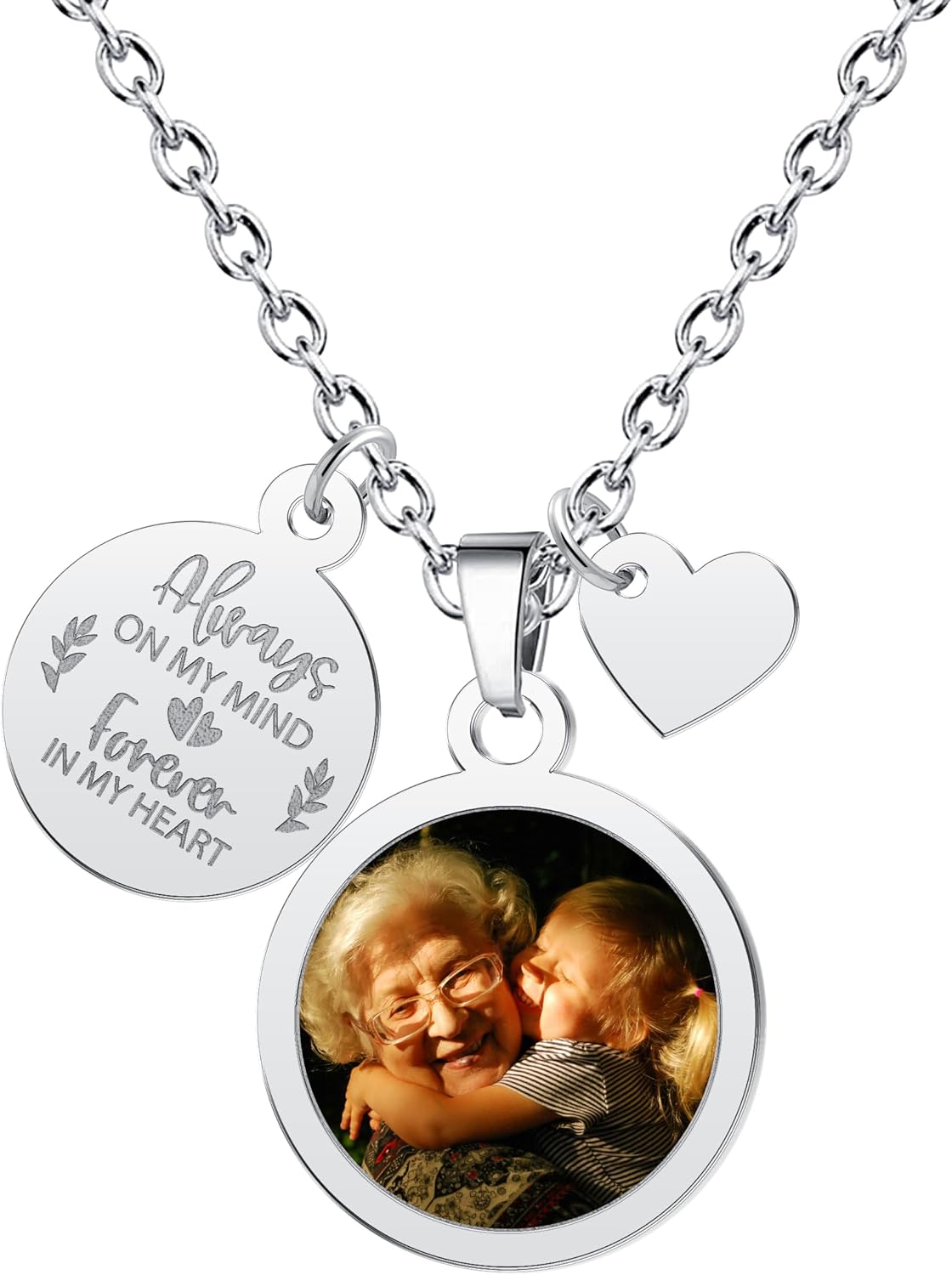 CharmSStory Personalized Photo Necklaces Custom Engraved Name Necklace Memory Keepsake Picture Necklace Pendant Customized Gifts for Women Men