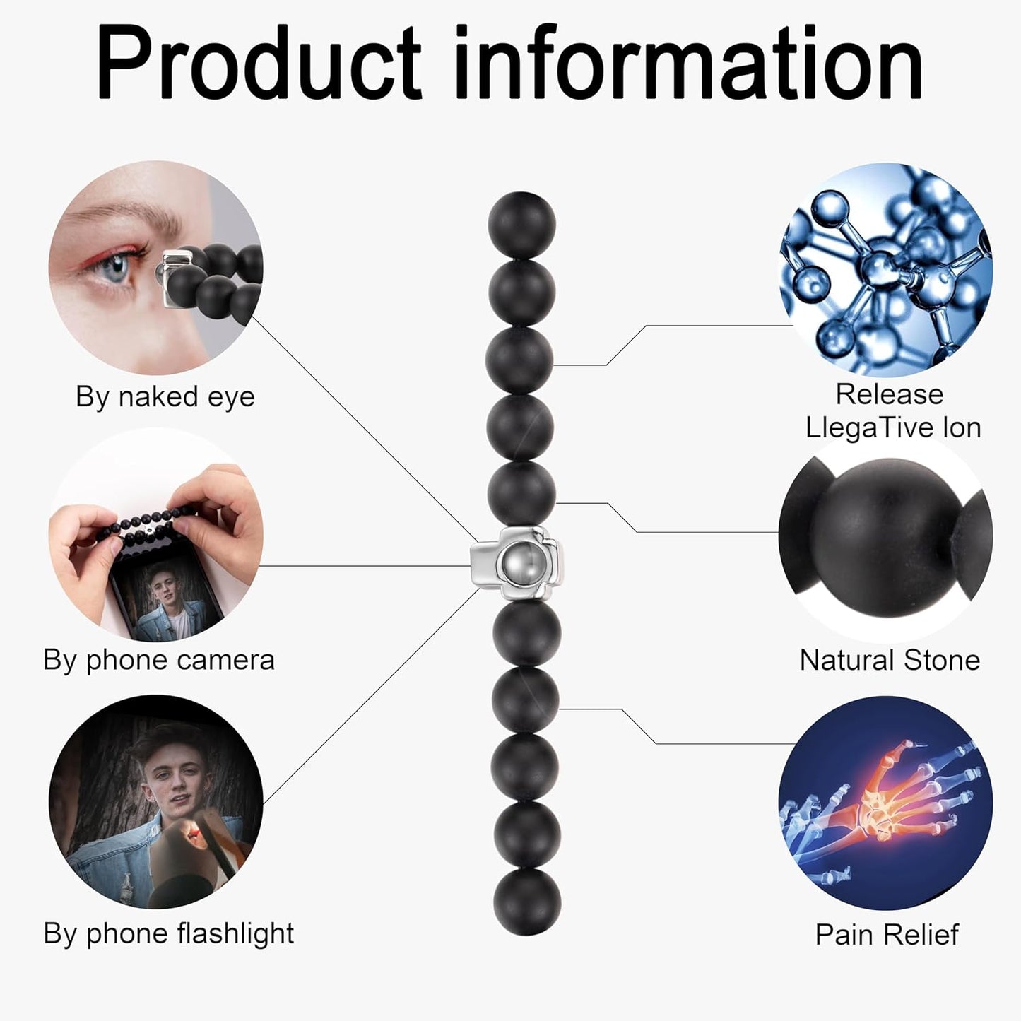 EMIRISTIC Custom Photo Bracelet - Personalized Picture Natural Stone Cuban Chain Bracelet - Any Special Day Gifts