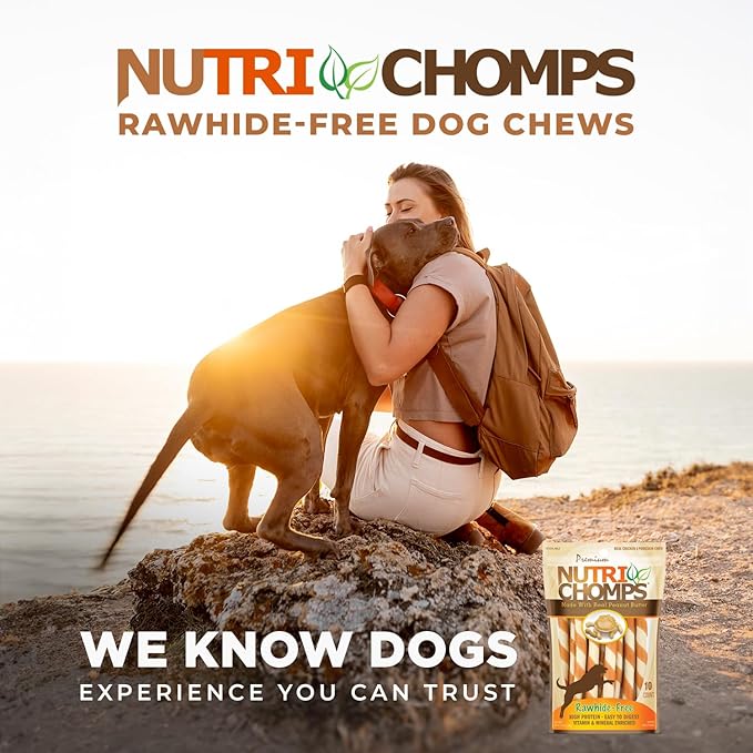NutriChomps Dog Chews 5-inch Twists, Easy to Digest, Rawhide-Free Dog Treats, 10 Count, Real Peanut Butter flavor (Packaging May Vary)
