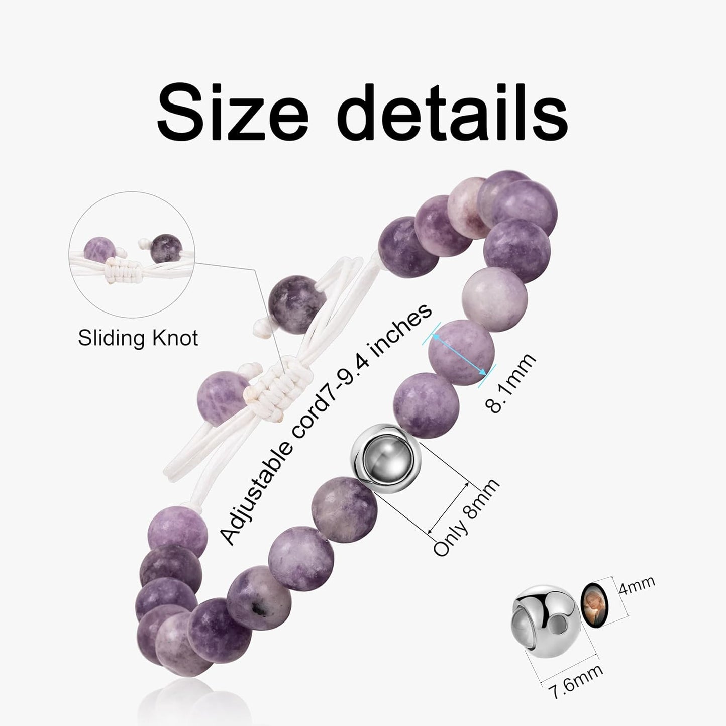 EMIRISTIC Custom Photo Bracelet - Personalized Picture Natural Stone Cuban Chain Bracelet - Any Special Day Gifts