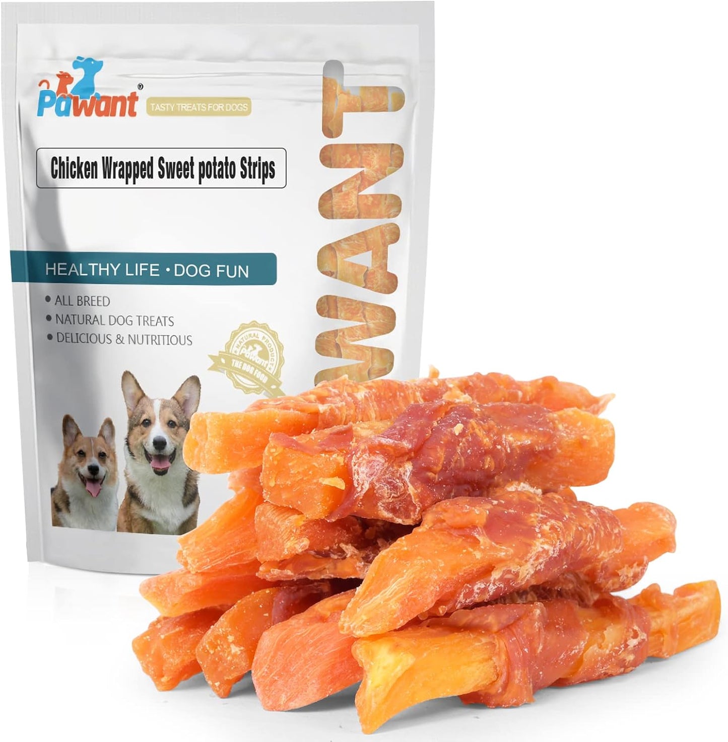 Chicken Wrapped Sweet Potato Dog Treats, Puppy Training Snacks, Rawhide Free 0.5lb/227g