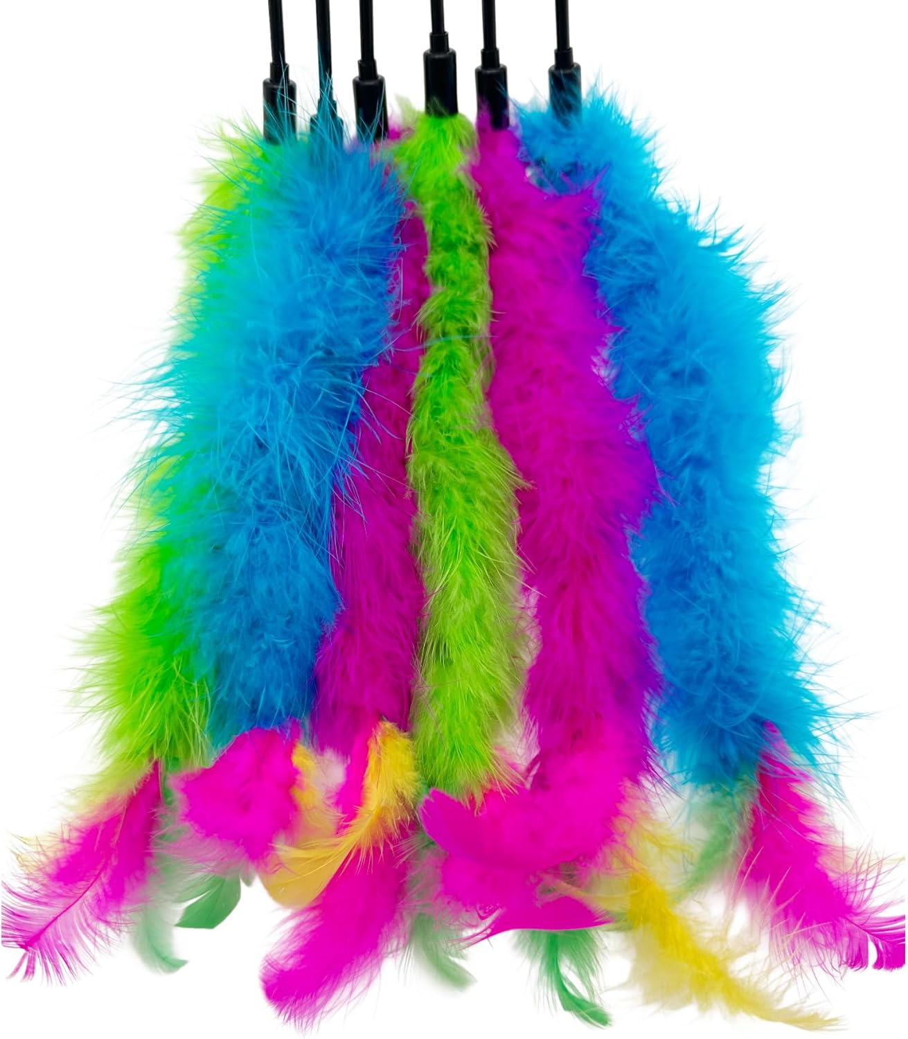 Cat Wand Feather Toys, 6 Pieces Interactive Cat Feathers Teaser Toy for Indoor Cats Play