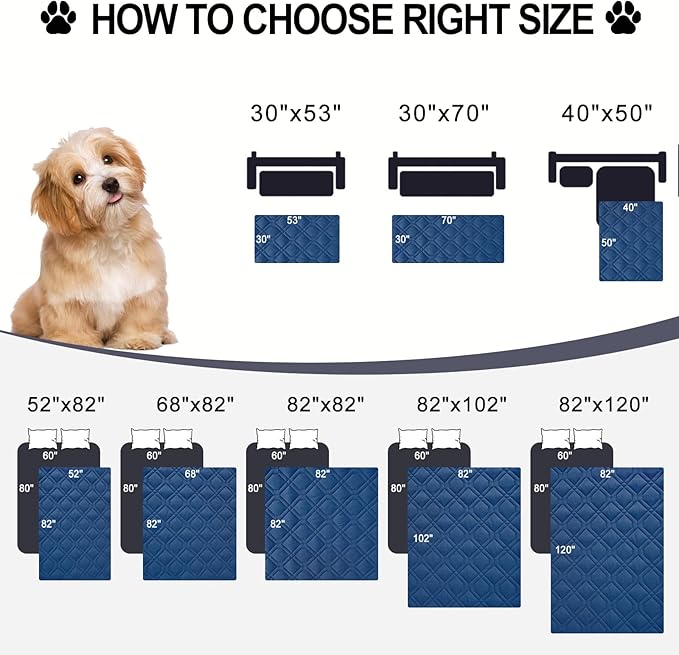 Smiry Waterproof Dog Blanket, 82x102 Inch Soft Pet Bed Cover Reversible, Washable Sofa Couch Furniture Protector for Small Medium Large Dog Puppy Cat, Navy/Blue