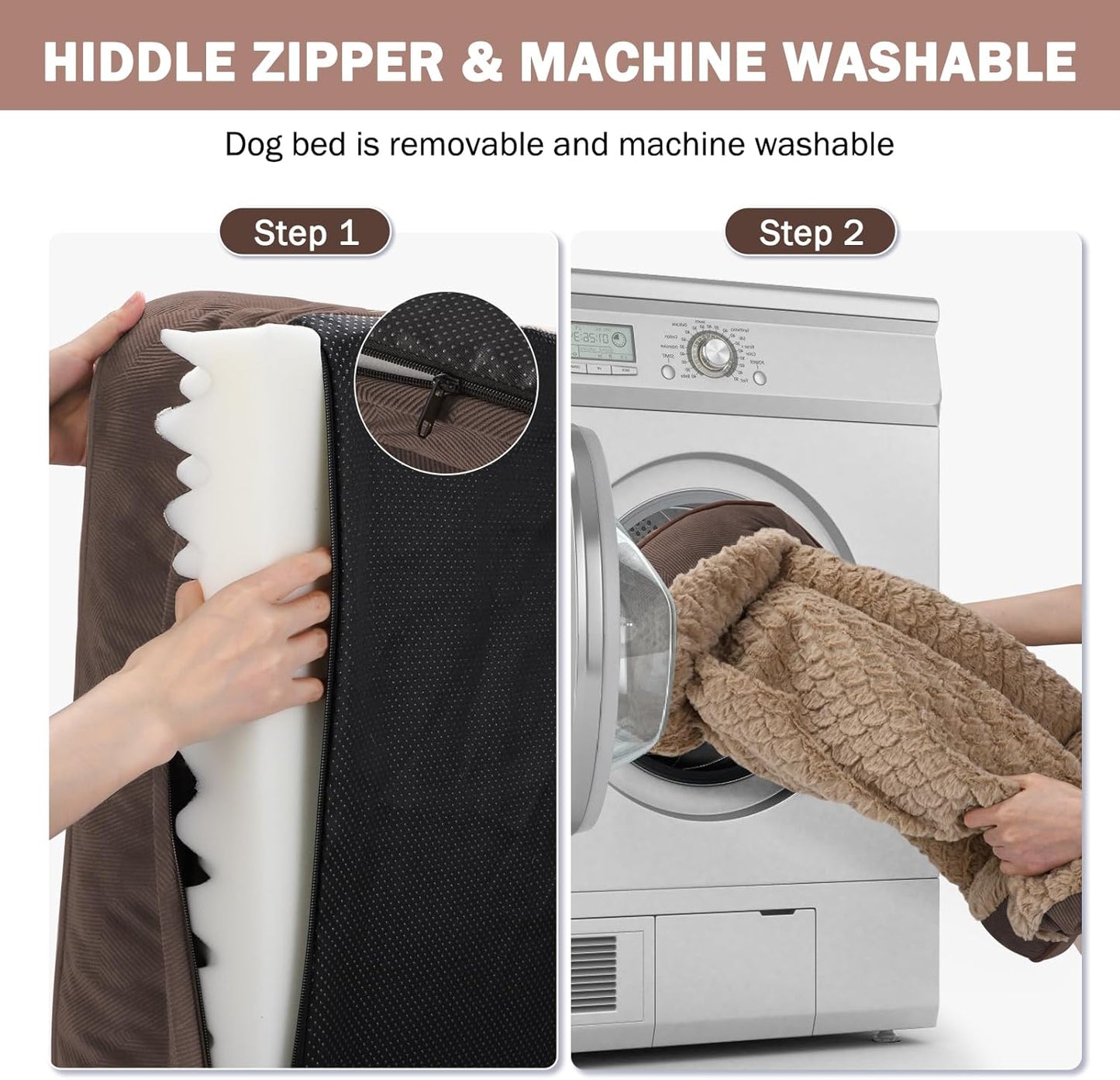 INVENHO Orthopedic Dog Beds Large Sized, XL Egg-Crate Foam Dog Couch with Washable Removable Cover, Waterproof Lining and Nonskid Bottom