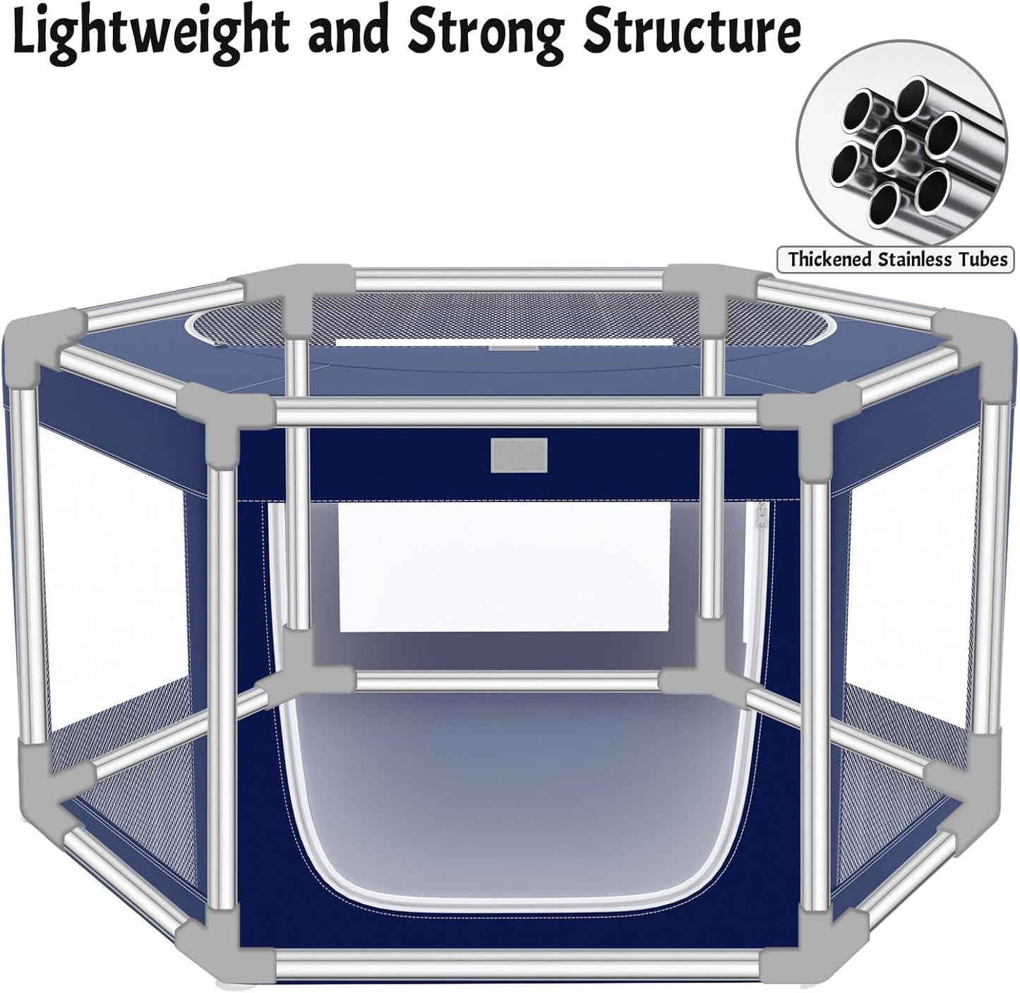 Hexagonal Dog playpen, 45Inch Soft Puppy Playpen with 600D Oxford Fabric, Stable Structure with Thickend Stainless Steel Tubes, 25.6 Inch Height Pet Playpen for Small and Medium