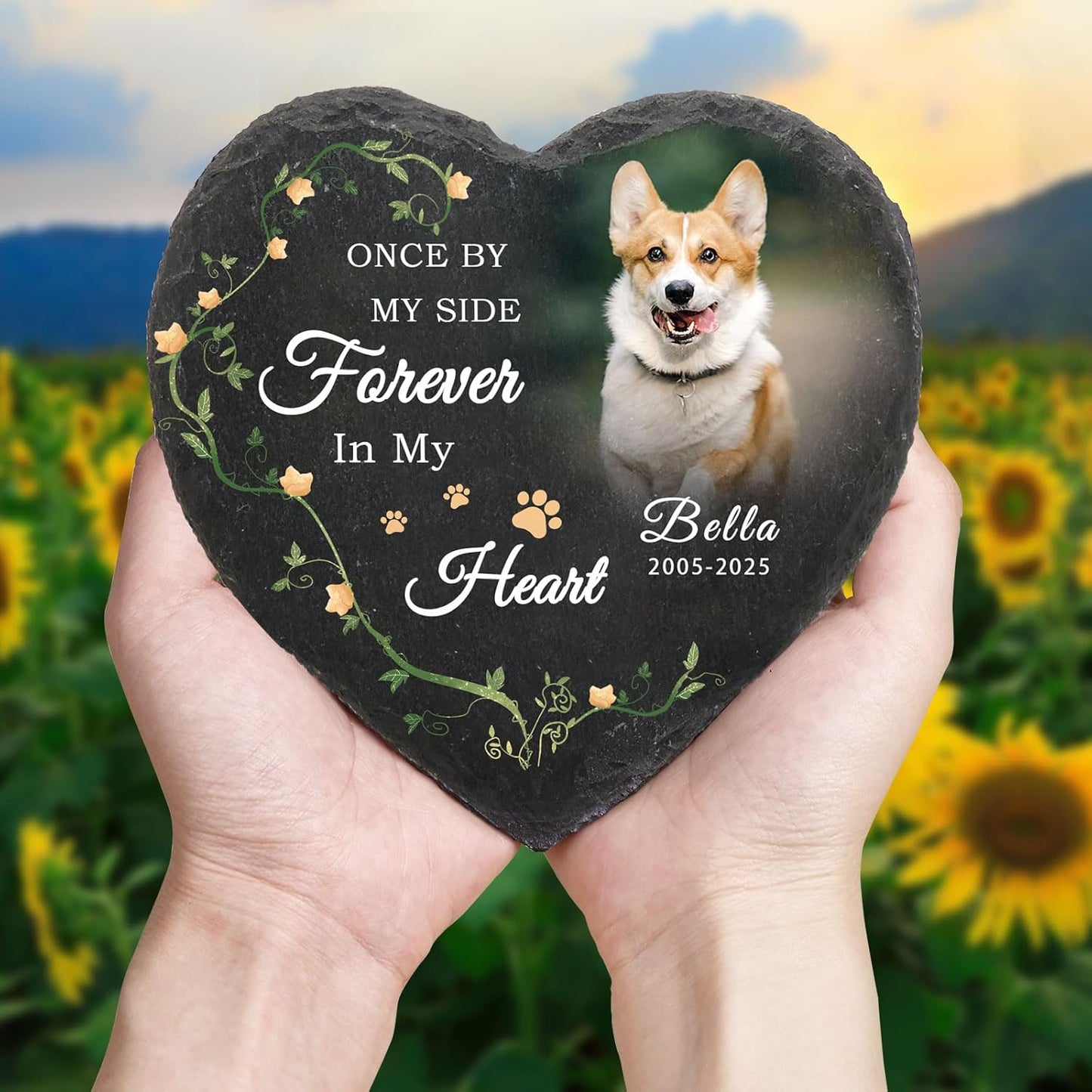 Dog Memorial Gifts for Loss of Dog Cat,Personalized Pet Memorial Stone with Photo Name,Custom Pet Remembrance Gifts,Cat Memorial Sympathy Gift,Dog Passing Away Gifts,Memorial Plaques for Dogs