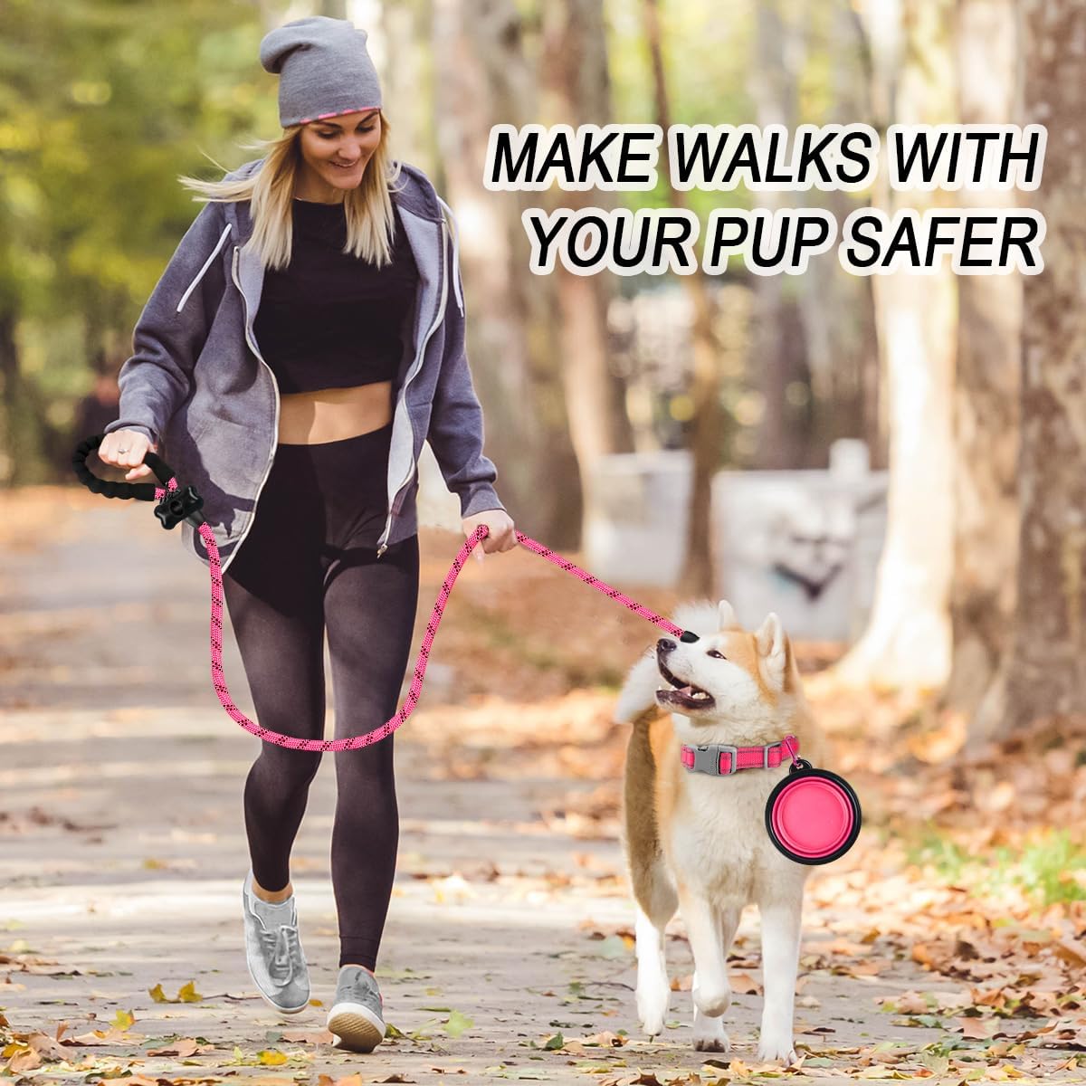 BARKBAY Dog Leashes for Large Dogs Heavy Duty Dog Leash 4/5/6 FT with Comfortable Padded Handle and Highly Reflective Threads for Medium Large Dogs Walking Training Running (5FT-1/2'',Pink)