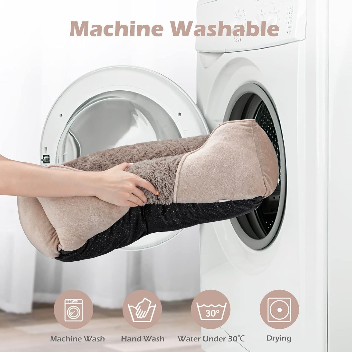 INVENHO Large Rectangle Orthopedic Dog Bed for Medium Small Dogs, Washable Soft Calming Puppy Sleeping Cuddler With Anti-Slip Bottom L(30"x24"x9")