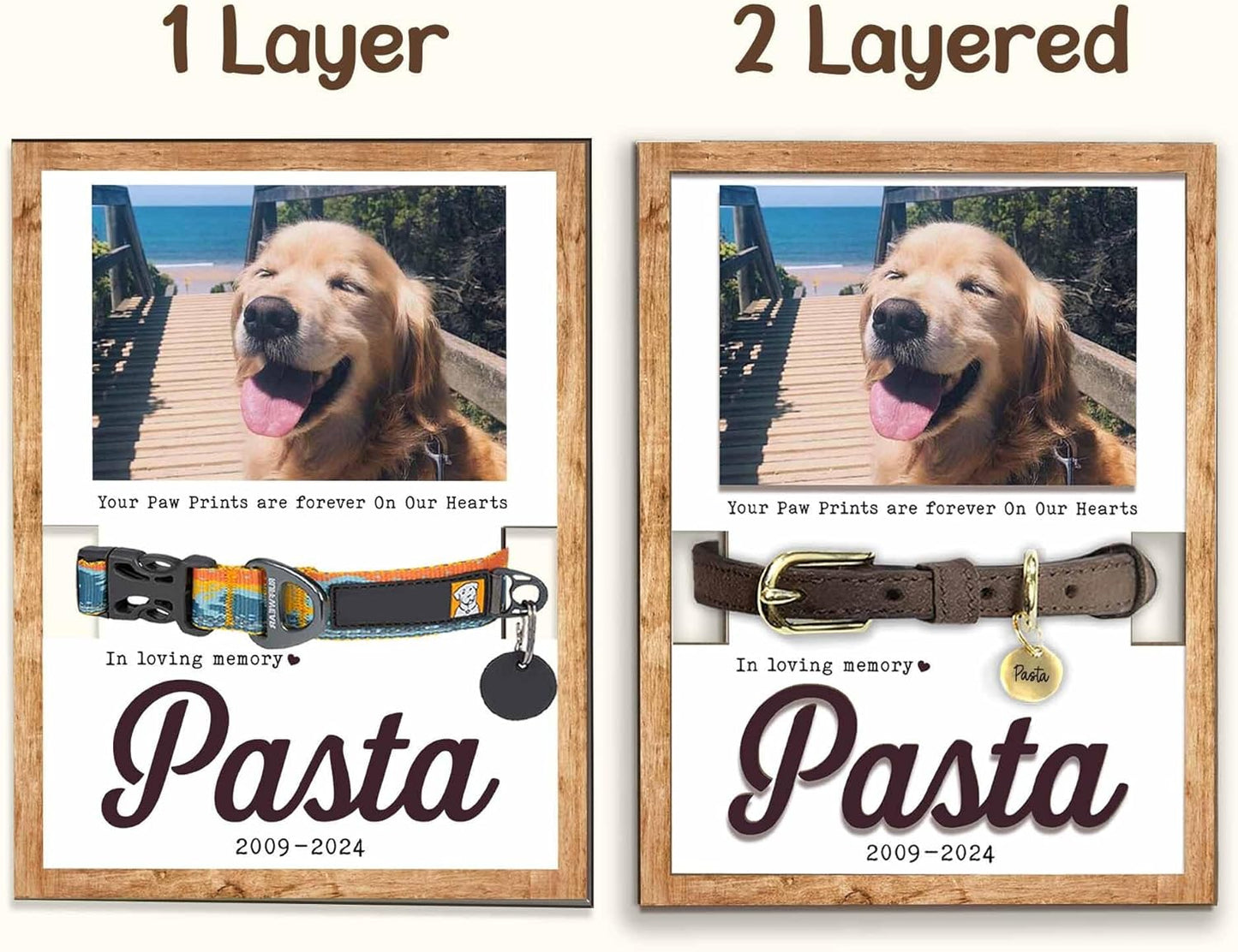 Custom Pet Memorial Frame with Collar Holder – Personalized Dog Loss Gift, Pet Photo Remembrance Sign, Sympathy Gift for Pet Lovers