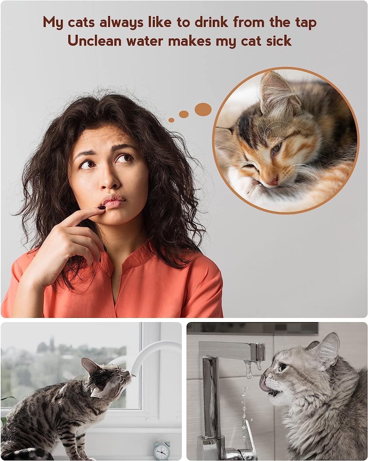 Cat Water Fountain, 3.2L/108oz Stainless Steel Pet Water Fountain for Cats/Dogs Indoor, Dog Drinking Dispenser Metal Kitty Spout with 3 Filters+ 3 Sponges