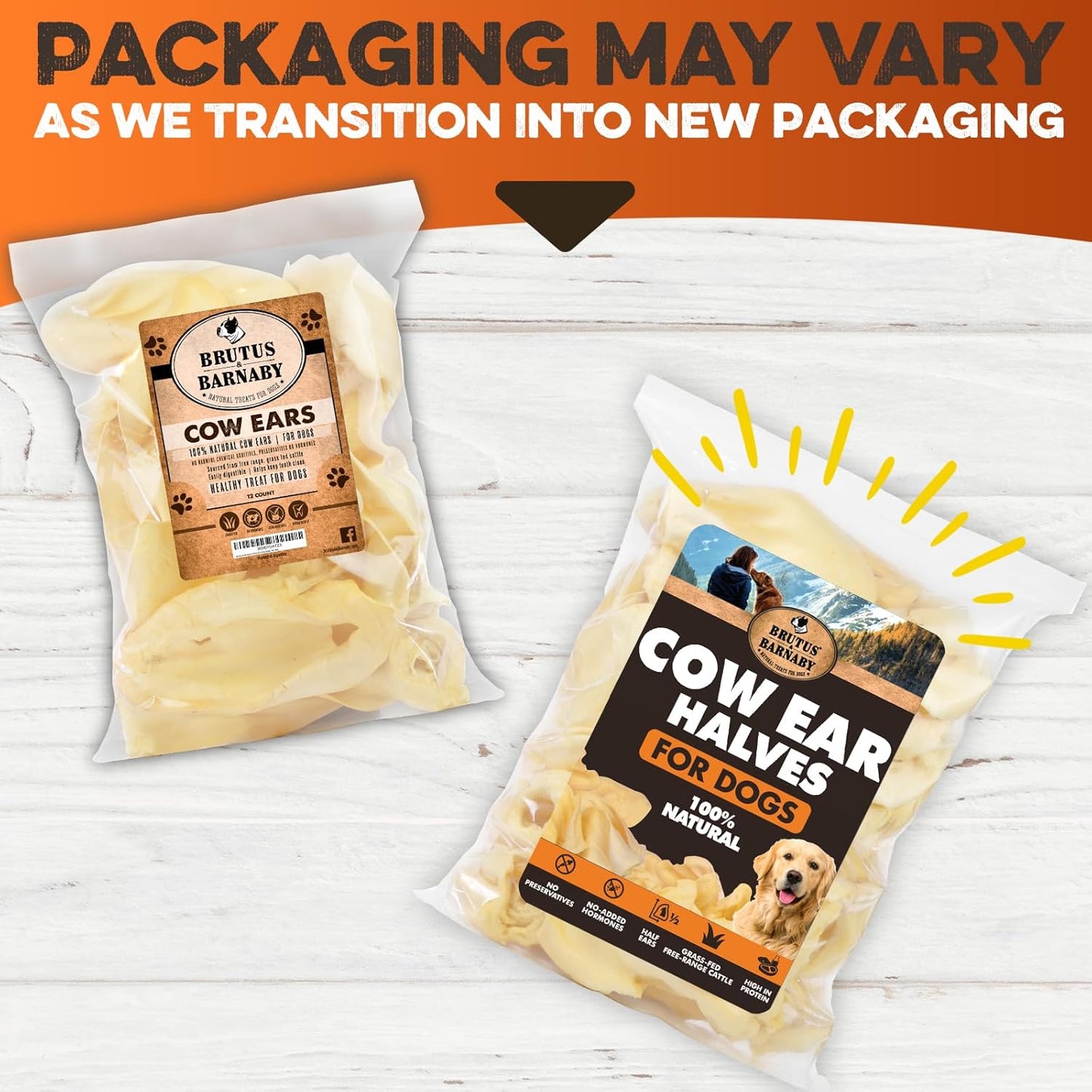 Cow Ears for Dogs – Halves 100 ct, Thick Cut, Grass-Fed Angus Beef, All-Natural No-Rawhide Dog Treat Alternative