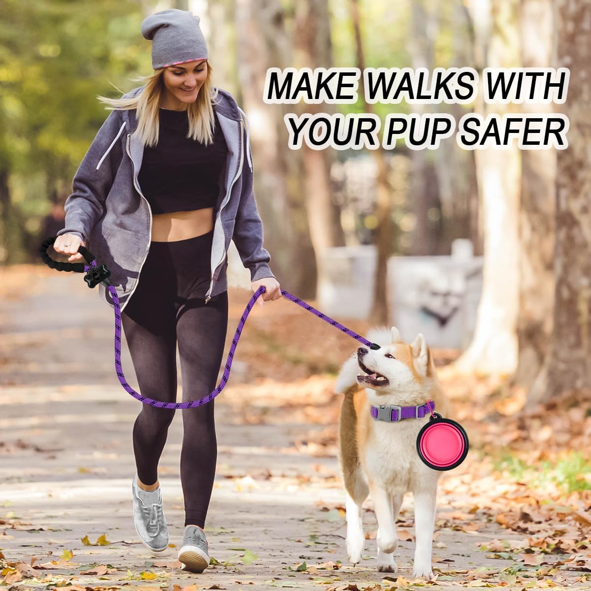BARKBAY Dog Leashes for Large Dogs Heavy Duty Dog Leash 4/5/6 FT with Comfortable Padded Handle and Highly Reflective Threads for Medium Large Dogs Walking Training Running (5FT-1/2'',Purple)