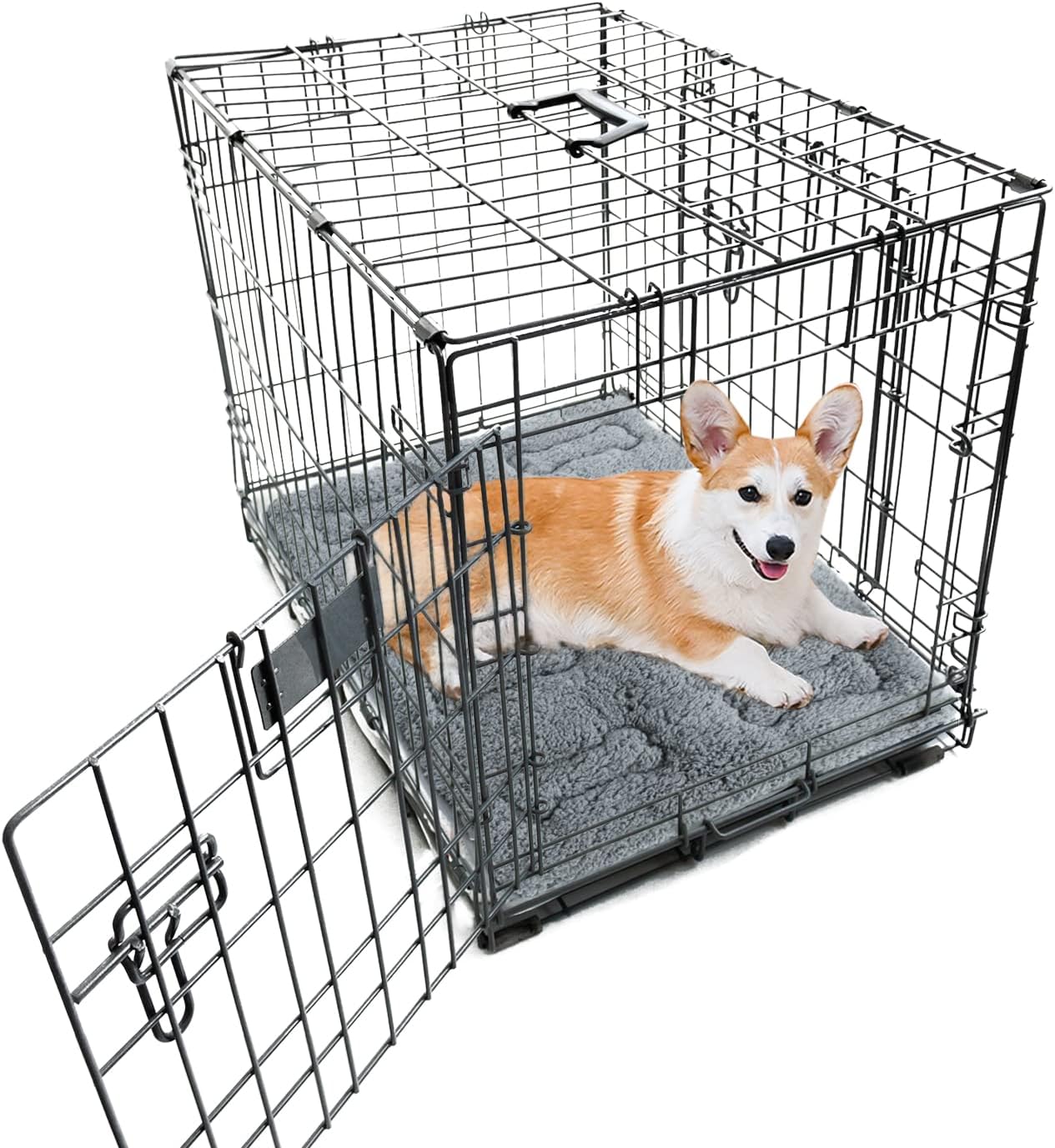 Dog Bed Crate Mat(30" X 19") 2 Pack, Soft Plush Dog Bed Pad Machine Washable Crate Pad, Grey