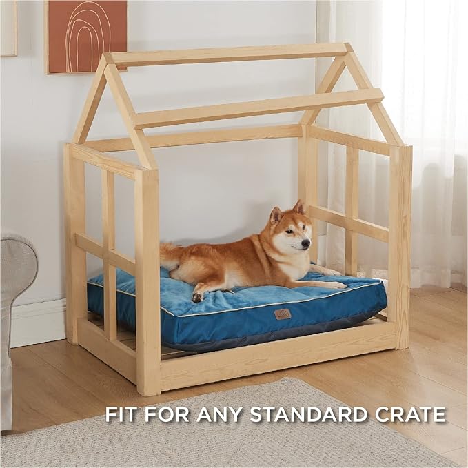 Bedsure Washable Dog Beds Large Sized Dog - 3 Inch Thicken Up to 80lbs Pet Mat Pillows with Removable Washable Cover, Blue