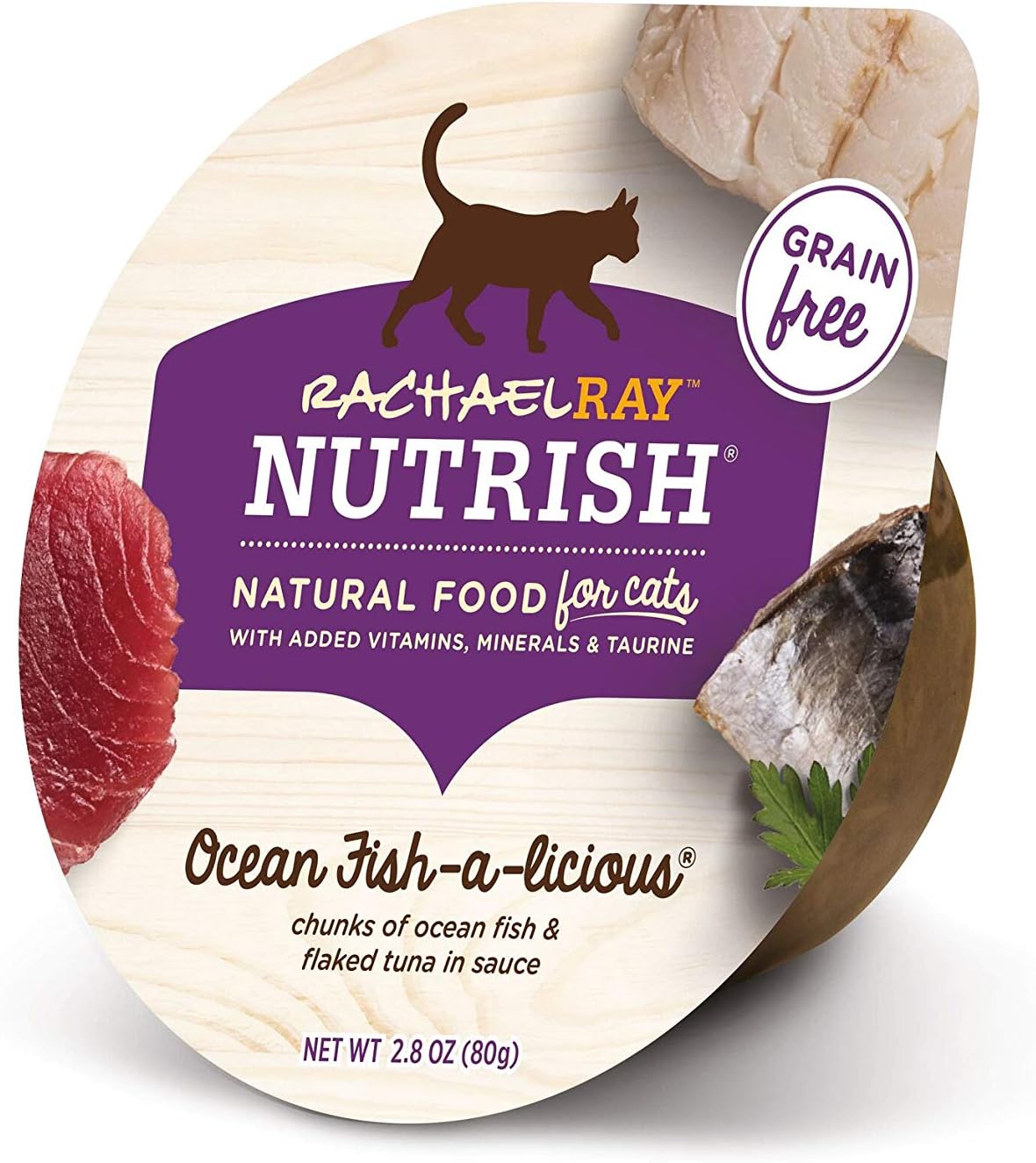 Nutrish Rachael Ray Natural Wet Cat Food, Ocean Fish-A-Licious Recipe, 2.8 Ounce Cup (Pack of 12), Grain Free