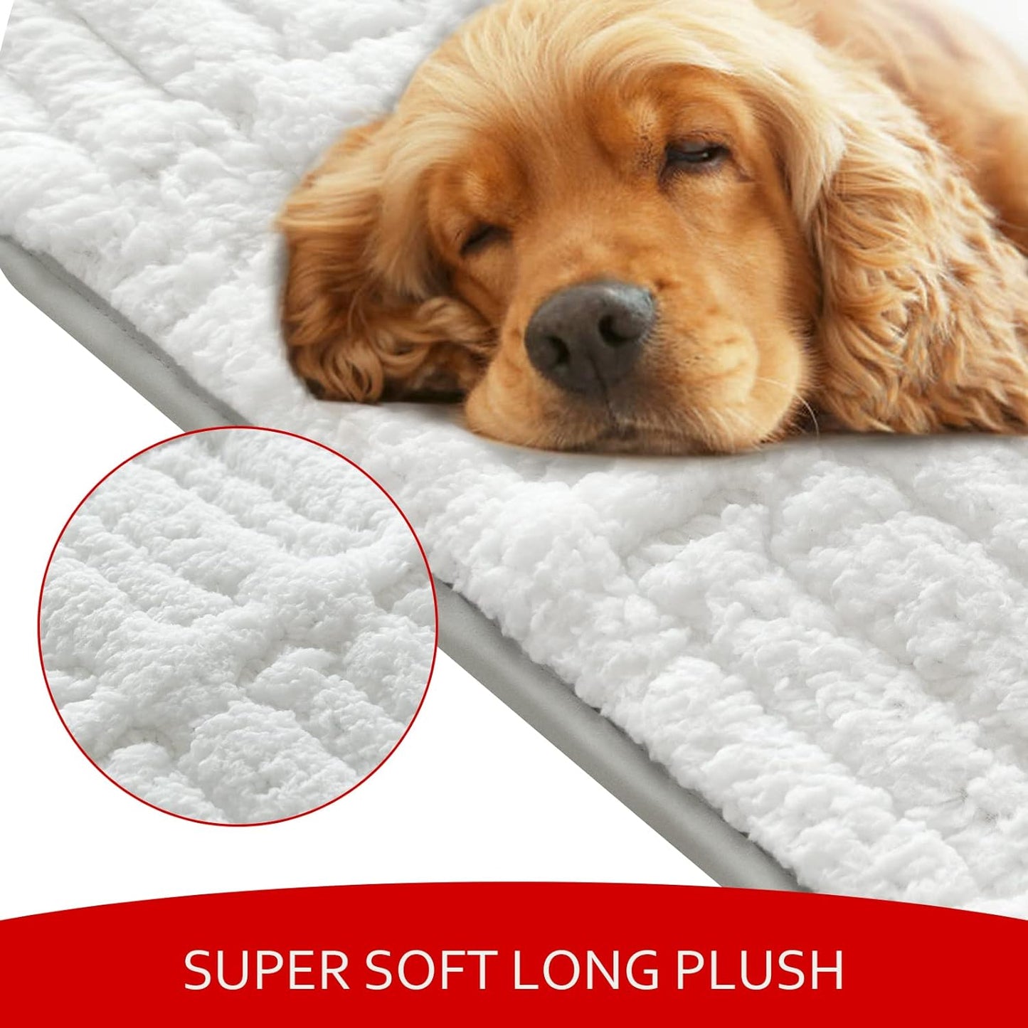 Dog Bed Crate Mat(30" X 19"), Soft Plush Dog Bed Pad Machine Washable Crate Pad, Sleeping Mat with Anti Slip Bottom