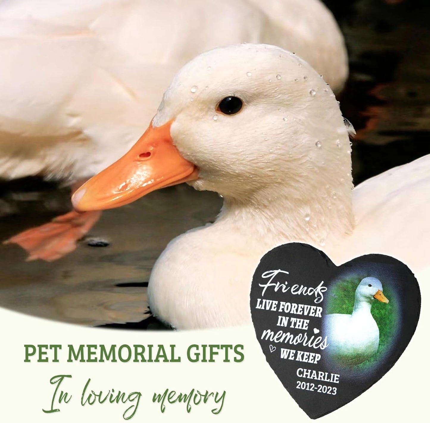 ODB Gifts for Loss of Duck, Duck Memorial Stone, Duck Memorial Gifts, Duck Loss Gifts, Duck Head Stones, Cemetery Decorations for Grave, Duck Grave Marker, Gifts for Duck Lovers (Duck)