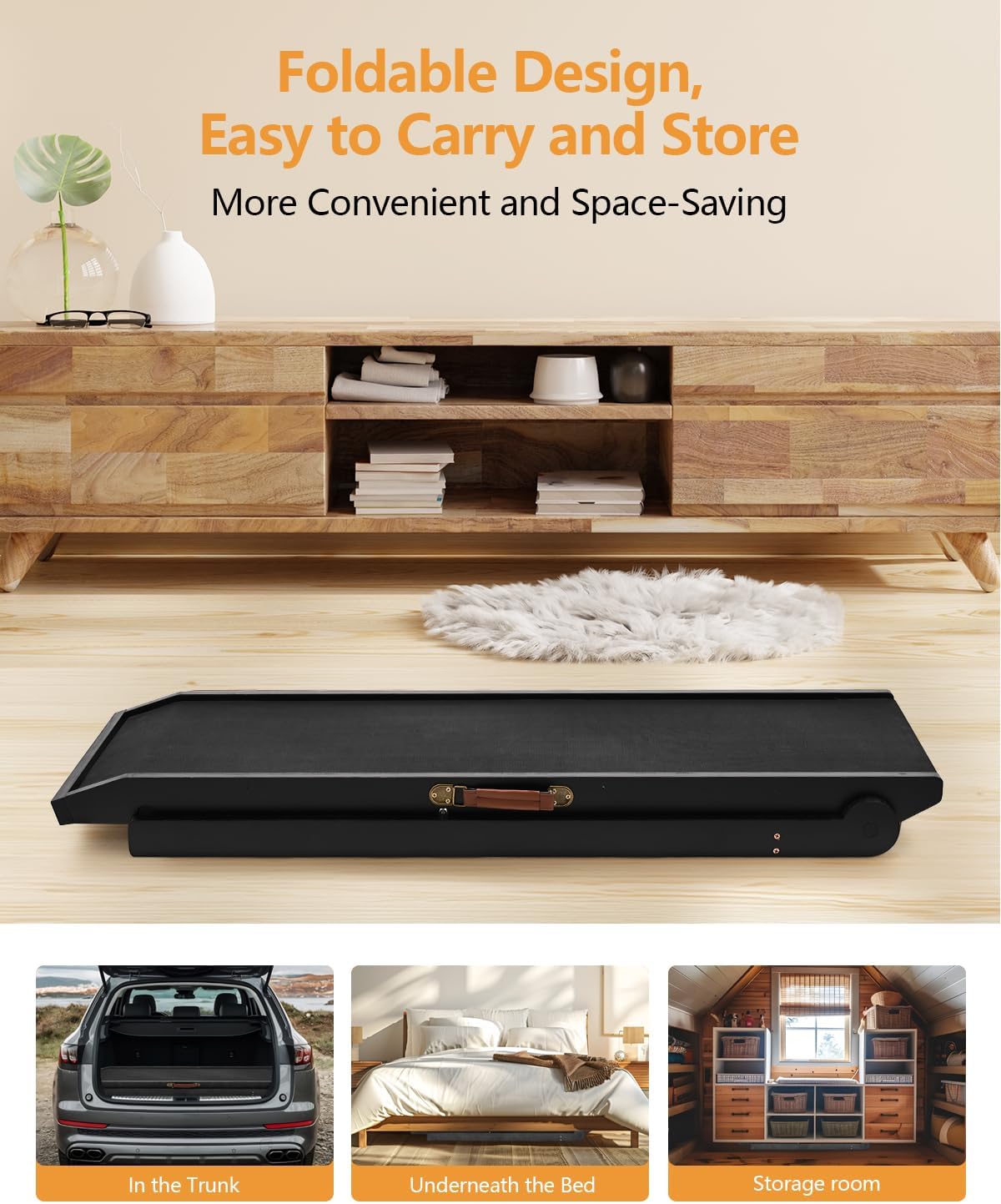 Dog Ramp for Bed, Adjustable Pet Ramp for Dogs to Get on Bed, Folding Dog Bed Ramp for Small/Medium/Large Dog & Cat, Wood Furniture Dog Ramp for Couch Bed Adjustable from 15" to 24" Height - Brown