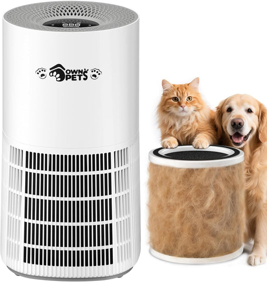 Ownpets Pet Air Purifier with HEPA and Activated Carbon Filter, 5-in-1 Washable Filter for Large Room Up to 2200 ft², Air Quality Monitor, Quiet Air Cleaner for Pet Hair Dander Odor Pollen