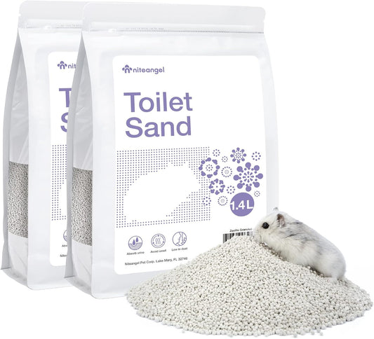 Niteangel Training Litter Potty Sand - Hamster Sand Bath for Syrian Dwarf Hamsters Gerbils Mice Lemming Degus or Other Small-Sized Pets (1.4 L x 2 - Purple Label)