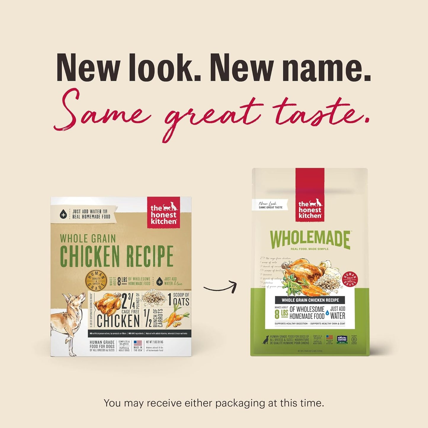 The Honest Kitchen Wholemade™ Whole Grain Chicken Dog Food, 2 lb Bag