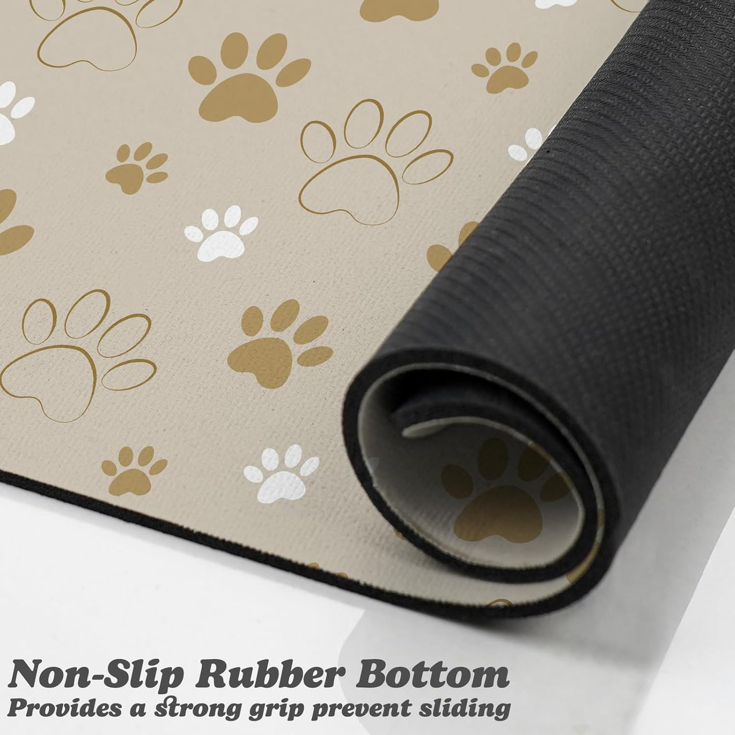Dog Food Mat, Absorbent Water Bowl Mats Cat Pet Feeding Placemats Beige 12 * 20 inch