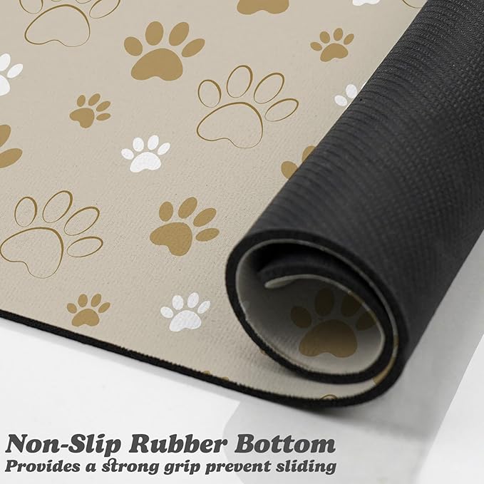 Dog Food Mat, Absorbent Water Bowl Mats Cat Pet Feeding Placemats Beige 24 * 32 inch