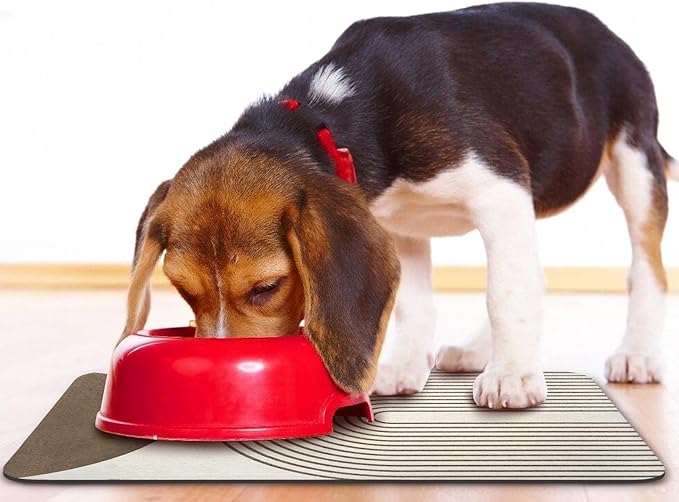 Dog Food Mats for Floors Waterproof, Cat Water Bowl Mats Pet Feeding Absorbent Mat Placemats for Food and Water Brown Bohemia 24 * 32 inch