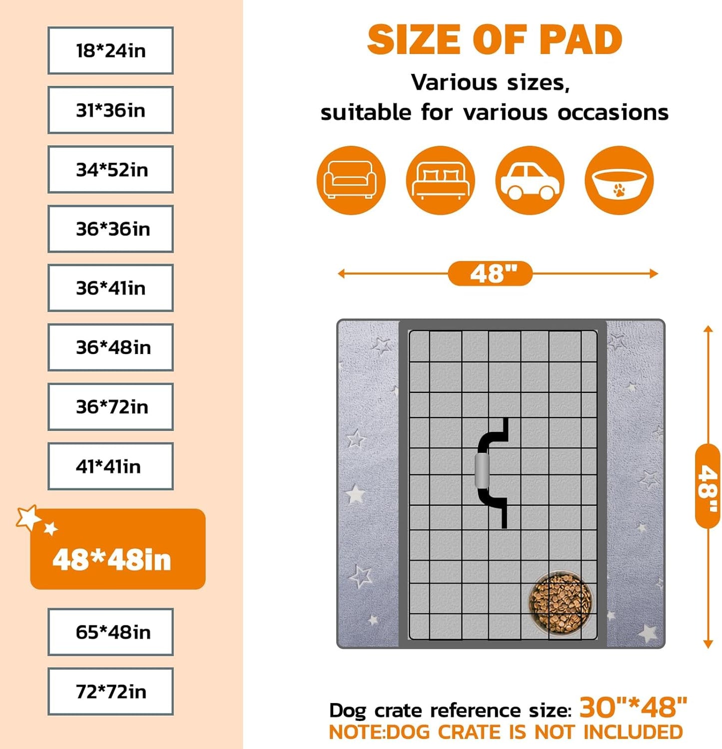 LOOBANI Washable Pee Pads for Dogs, Fast Absorption Reusable Puppy Pads, Waterproof Whelping Mats, Non Slip Training Pet Playpen Mat for Floor, Dog Crate, Grey, 2 Pack 48 x 48 in