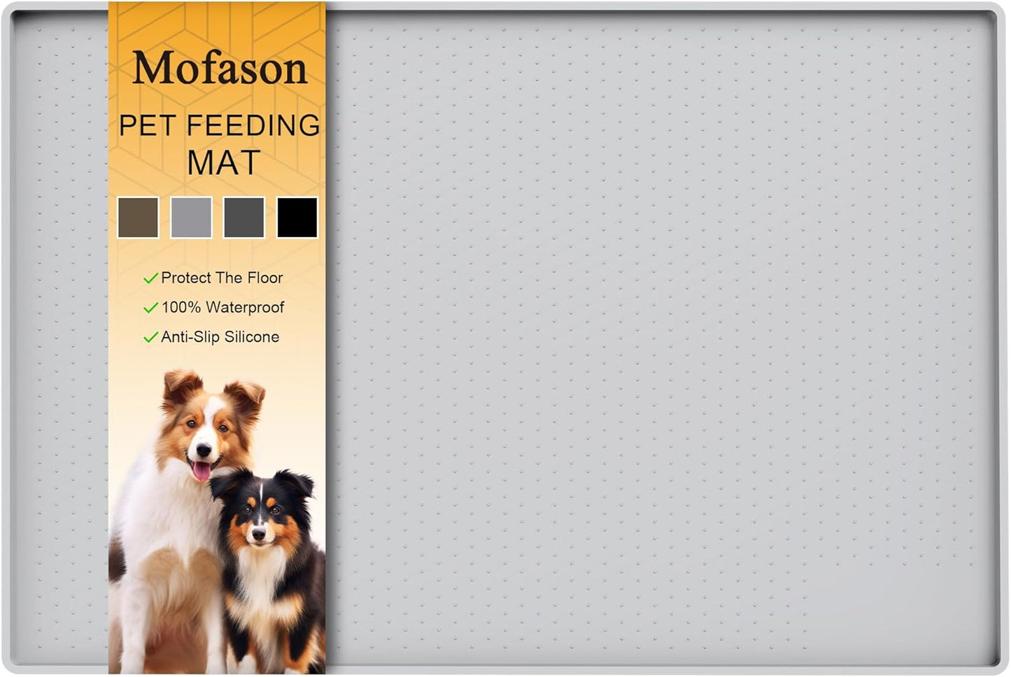 Mofason Pet Food Mat Waterproof Dog Mat 24”x16” Large – 0.5” inch Raised Edge,Cat Silicone Feeding Placemat Water Bowl Tray for Floors, Nonslip Washable Dog Mat for Food and Water