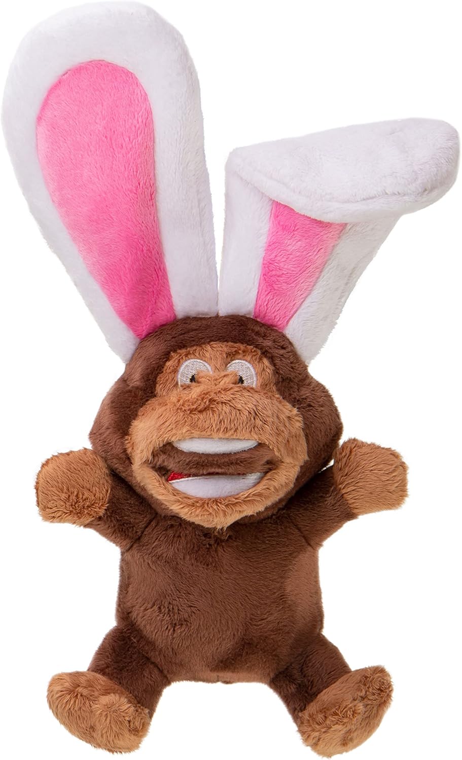 goDog Flips Monkey-Rabbit Silent Squeak Plush Dog Toy, Chew Guard Technology - Brown, Large