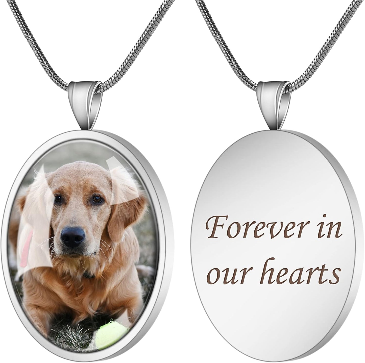 Farfume Personalized Pet Urn Necklace for Dog Cat Ashes Cremation Pet Memorial Customized Photo Text Engraving Pendant Keepsake Funeral Jewelry