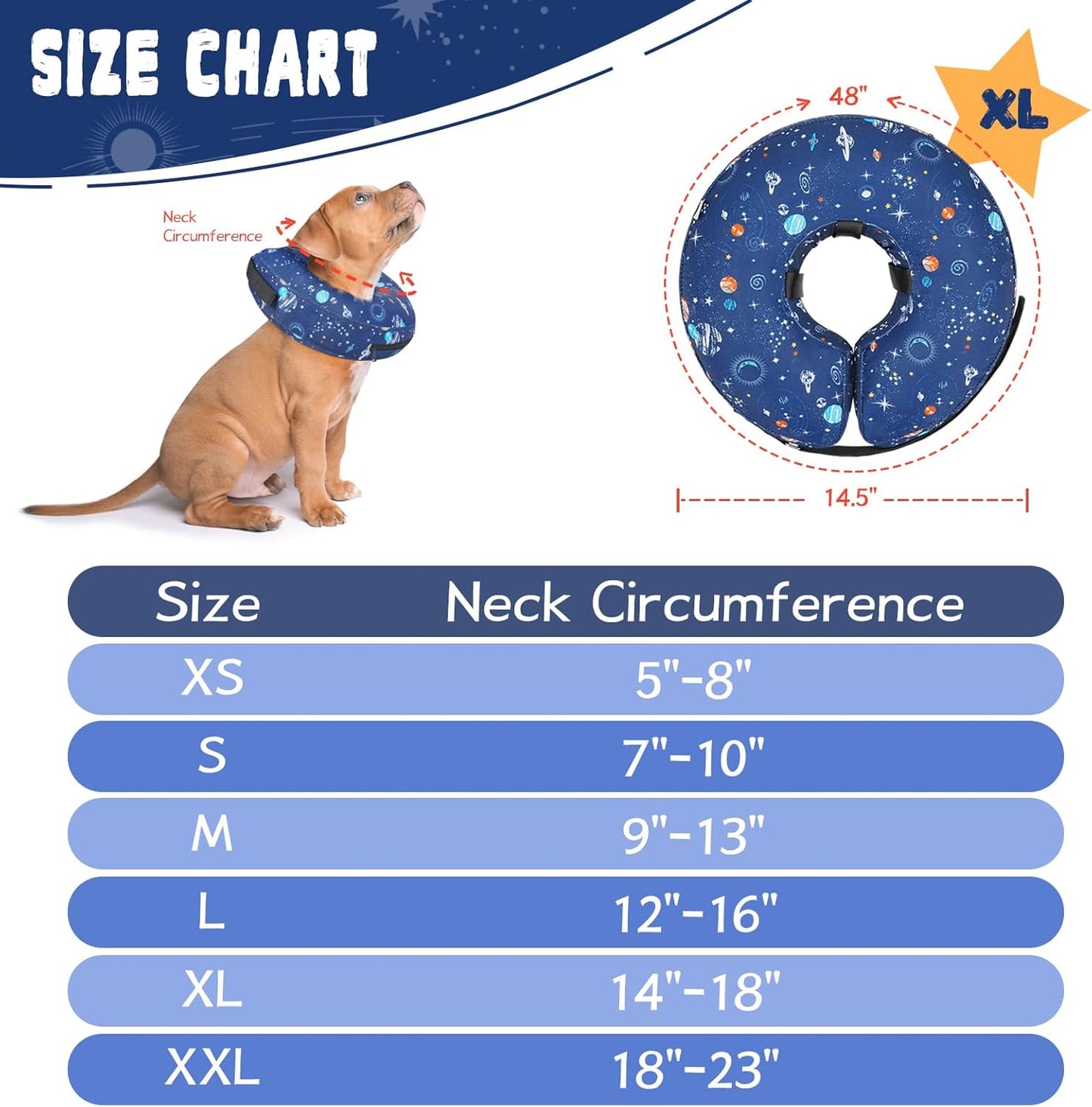 Inflatable Dog Cone Collar for After Surgery, Dog Donut Collar After Surgery, Soft Pet Cone for Small Medium Large Dogs to Stop Licking